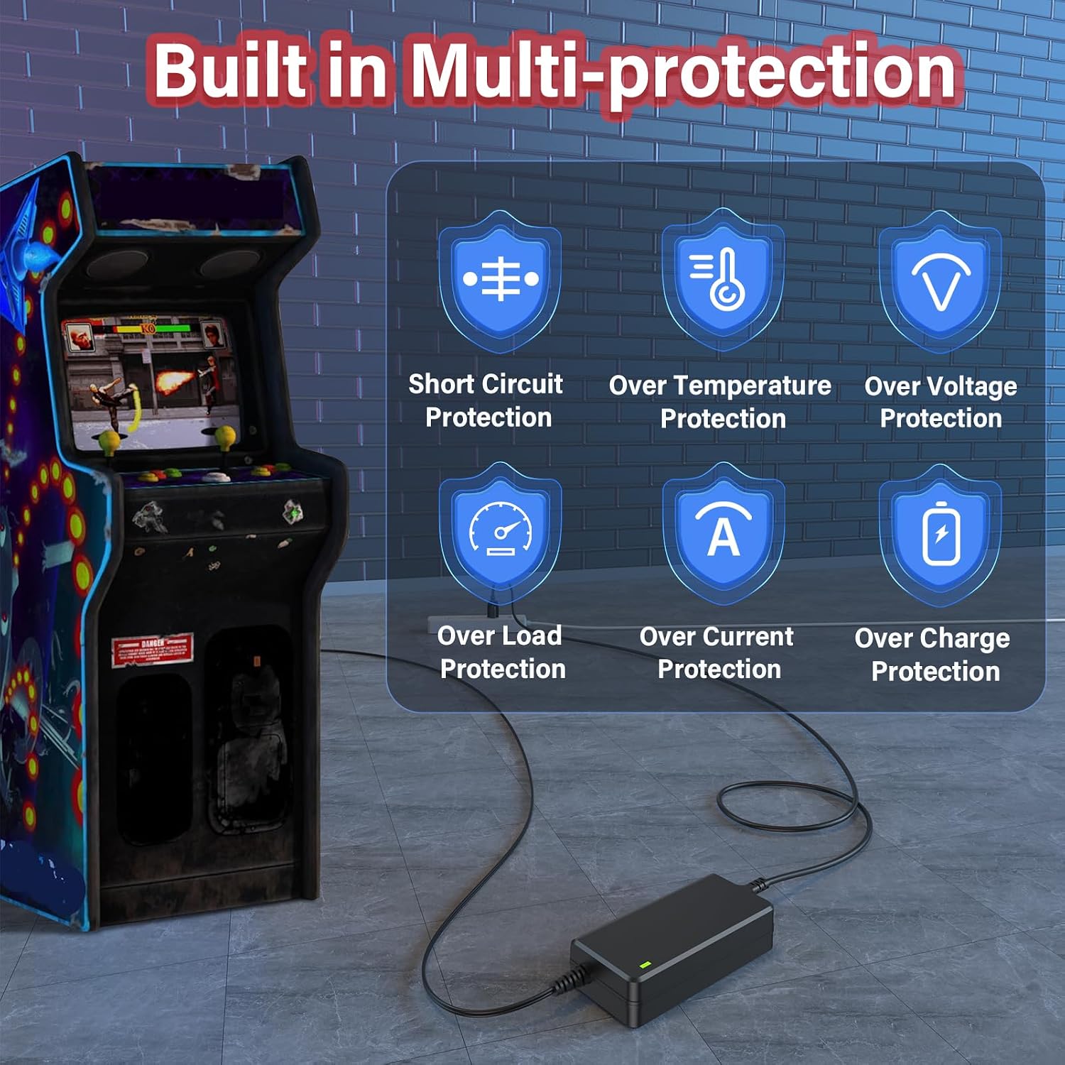 12V Charger for ARCADE1UP Riser Cocktail Table Arcade 1up Game Machine | Power Cord Adapter for Arcade1up RYJ0136PAU0 RYJ0136PAU1 RYJ0136PAU2