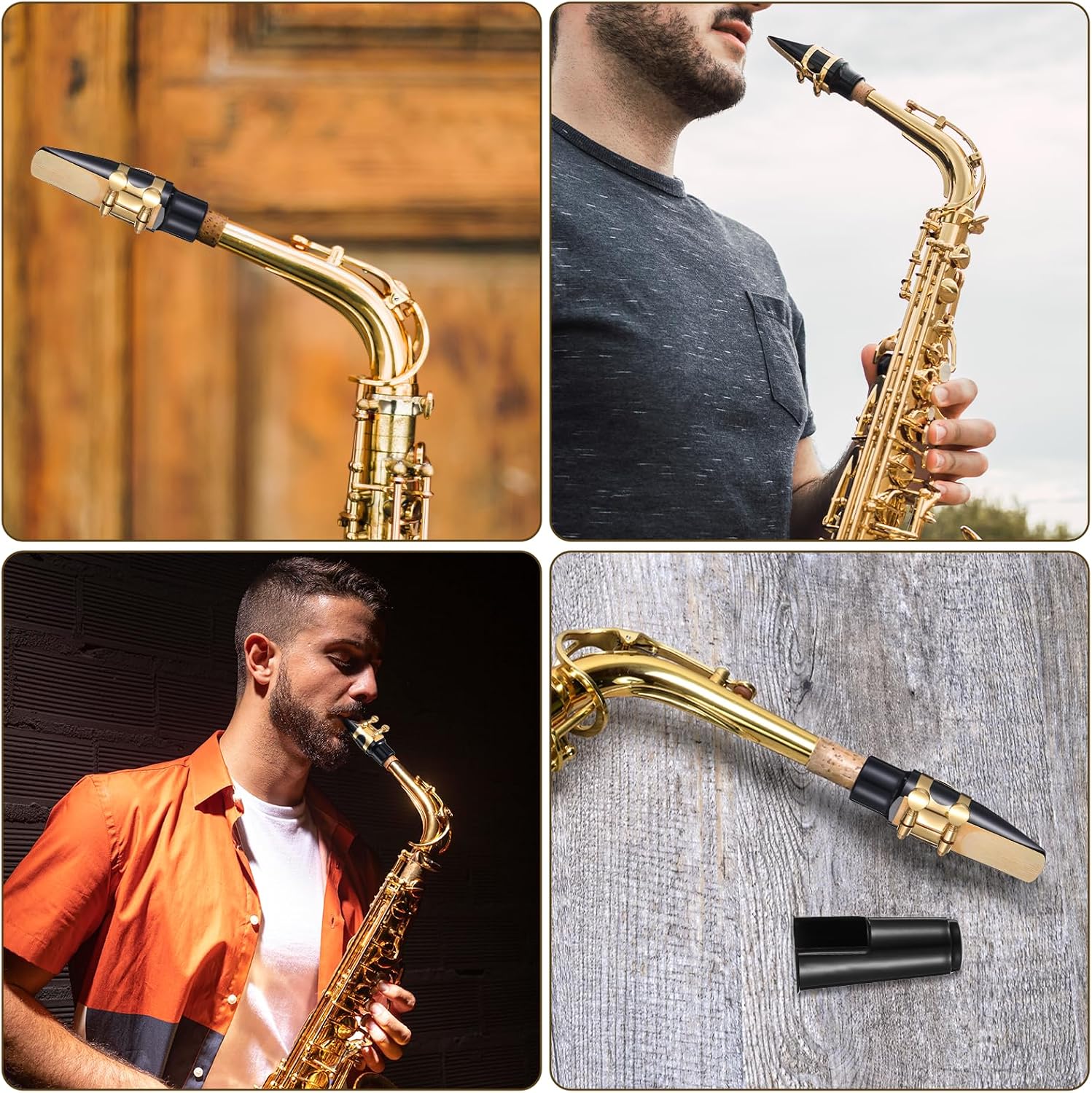 49Pcs Alto Saxophone Mouthpiece Kit, Includes Gold Sax Ligature, Saxophone Mouthpieces, Plastic Cap, 21 Sax 2.5 Reeds
