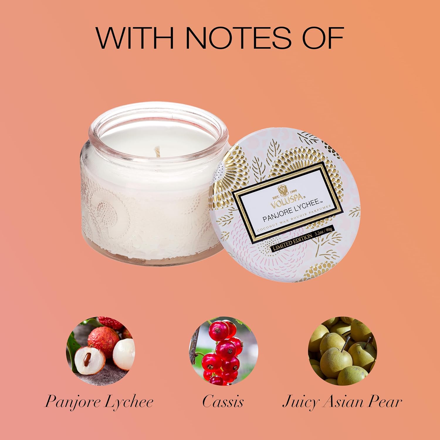 Voluspa Baltic Amber, Petite Candle Jar, 3.2 Ounce, 25 Hour Burn Time, Coconut Wax for Clean Burning, Handcrafted in the USA