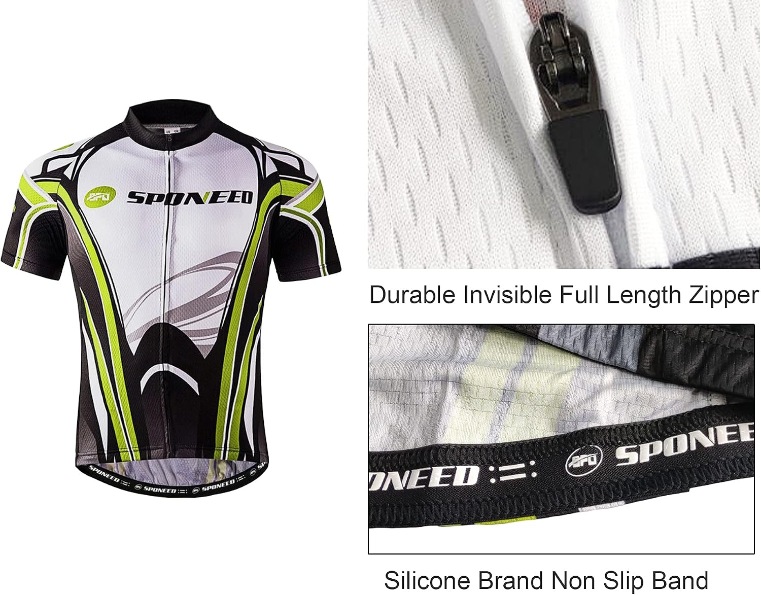 sponeed Men's Cycling Jersey and Bib Short Suit Bicycle Wear Padded Bike Tights