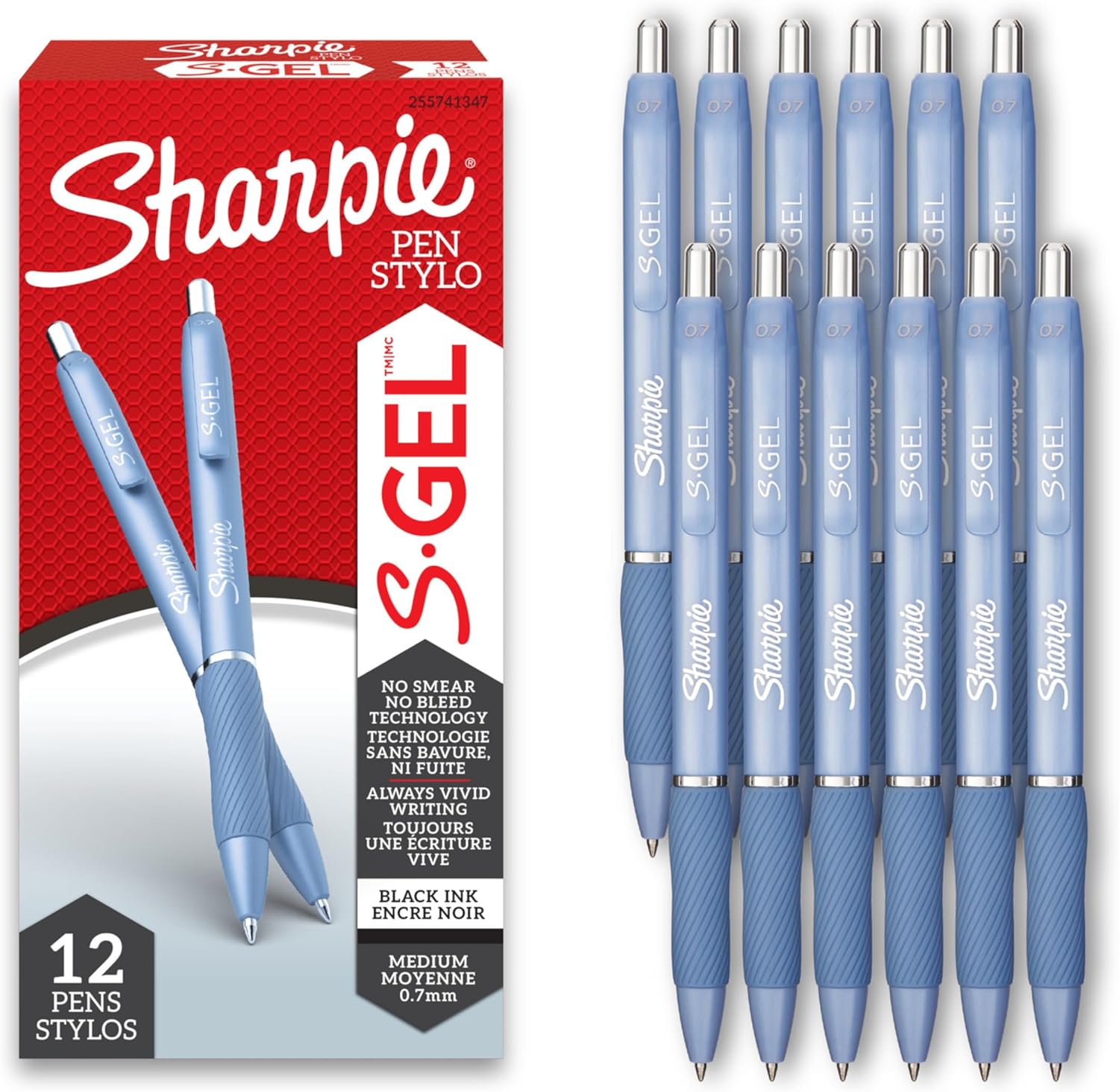 Sharpie S-Gel Gel Pens, Pearl White Body, Black Ink, Medium Point (0.7mm), 12 Count - For Journaling, Writing, Note-Taking, School, Office Supplies