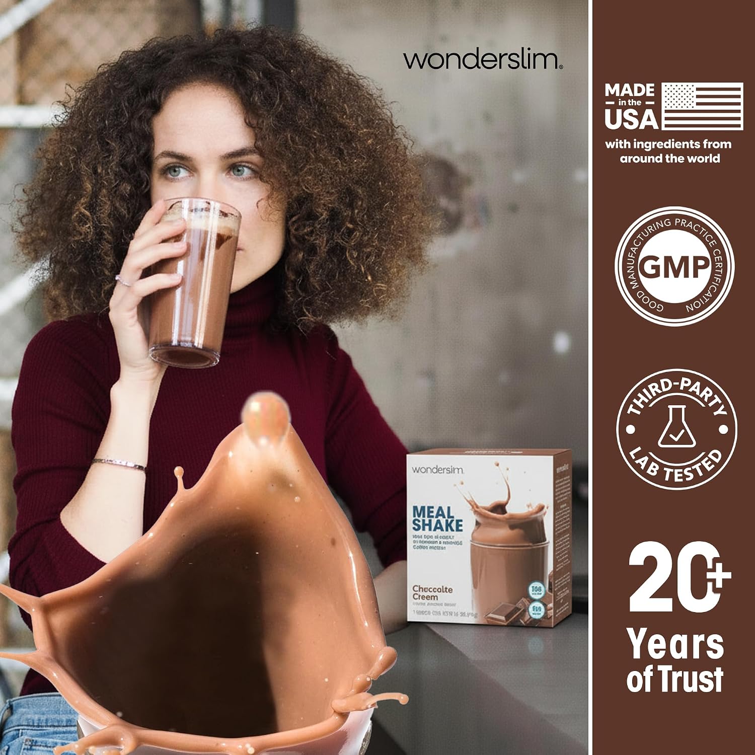 WonderSlim Protein Meal Replacement Shake – 15g Protein, 24 Vitamins & Minerals, Low Carb, Low Calorie, Gluten Free – Meal Replacement Drink for Weight Management, 7 Count Packets (Dark Cocoa Cream)