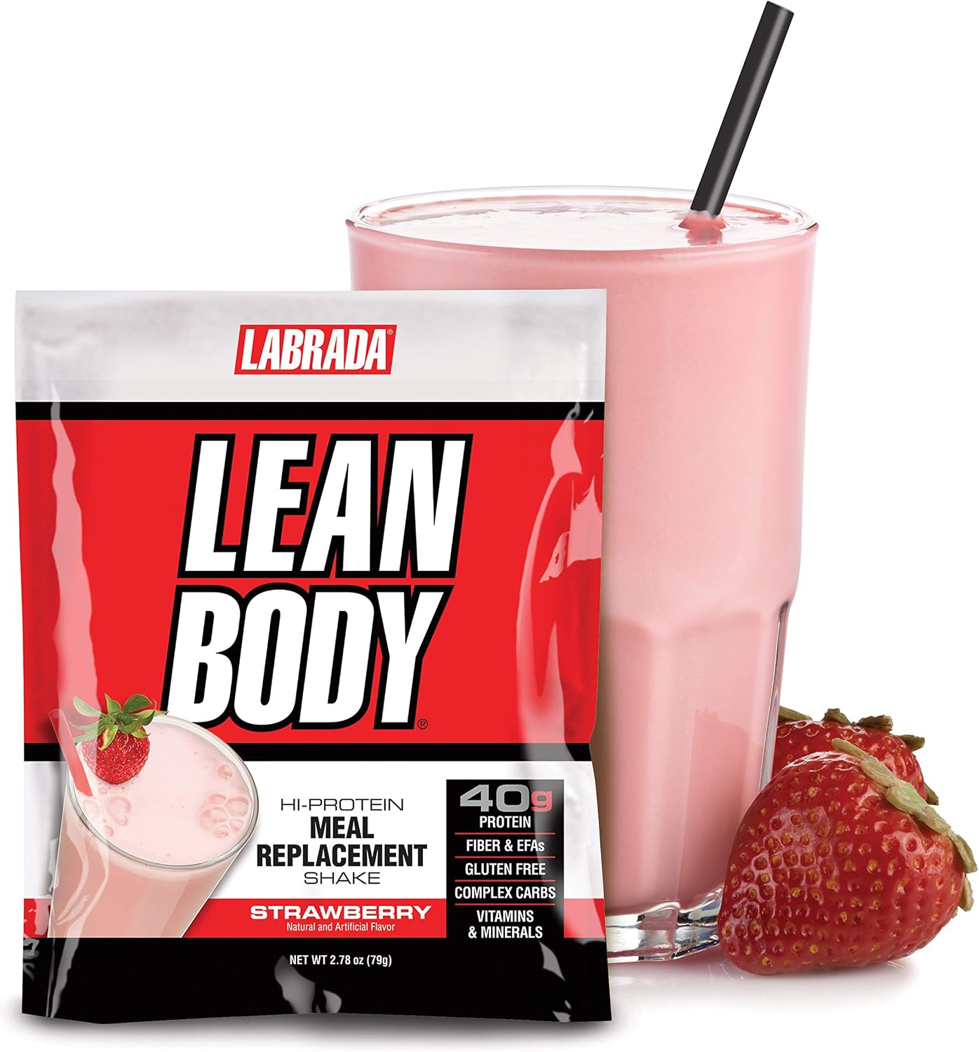 Labrada Nutrition Lean Body Hi-Protein Shake, Strawberry, 2.47-Pound Tub Strawberry Packaging May Vary