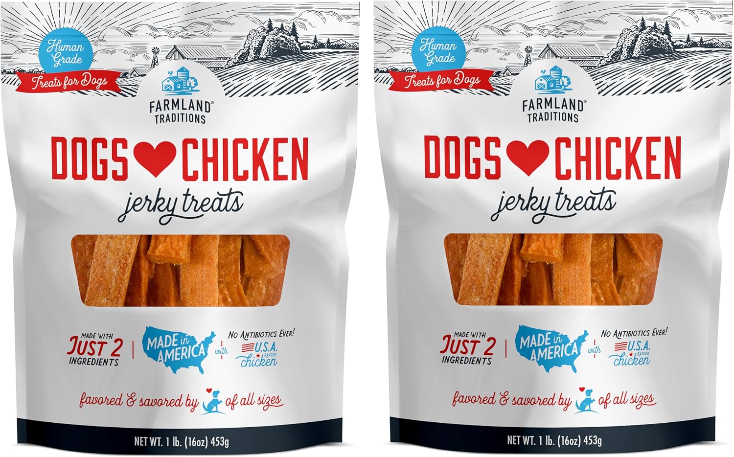 Farmland Traditions Filler Free Dogs Love Chicken Premium Jerky Treats for Dogs, 3 lb. Bag