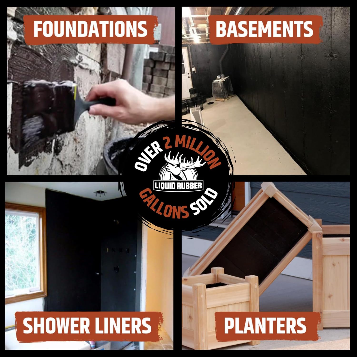 Liquid Rubber Foundation Sealant - Basement Waterproof Sealer, Black, 5 Gal | Flexible Elastomeric Coating - Crack Filler, Leak Repair, Basement Waterproofing Solution, Indoor/Outdoor Use, DIY Protection