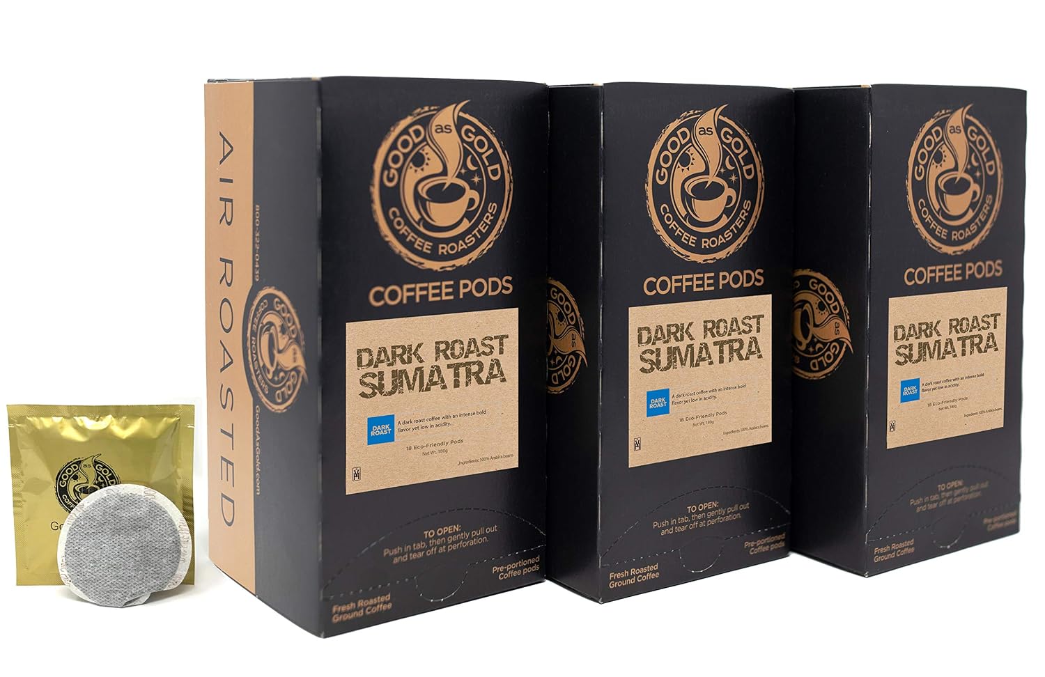 KONA BLEND COFFEE PODS - Good As Gold Coffee - (1 Box / 18 Coffee Pods)