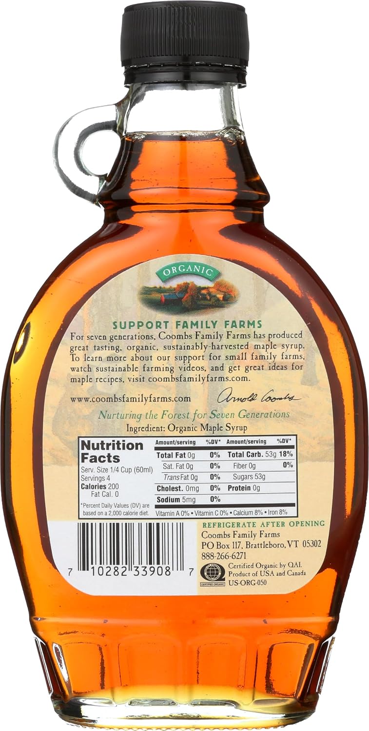 Coombs Family Farms 100% Pure Organic Maple Syrup Grade A Amber Rich, 8 Fl Oz