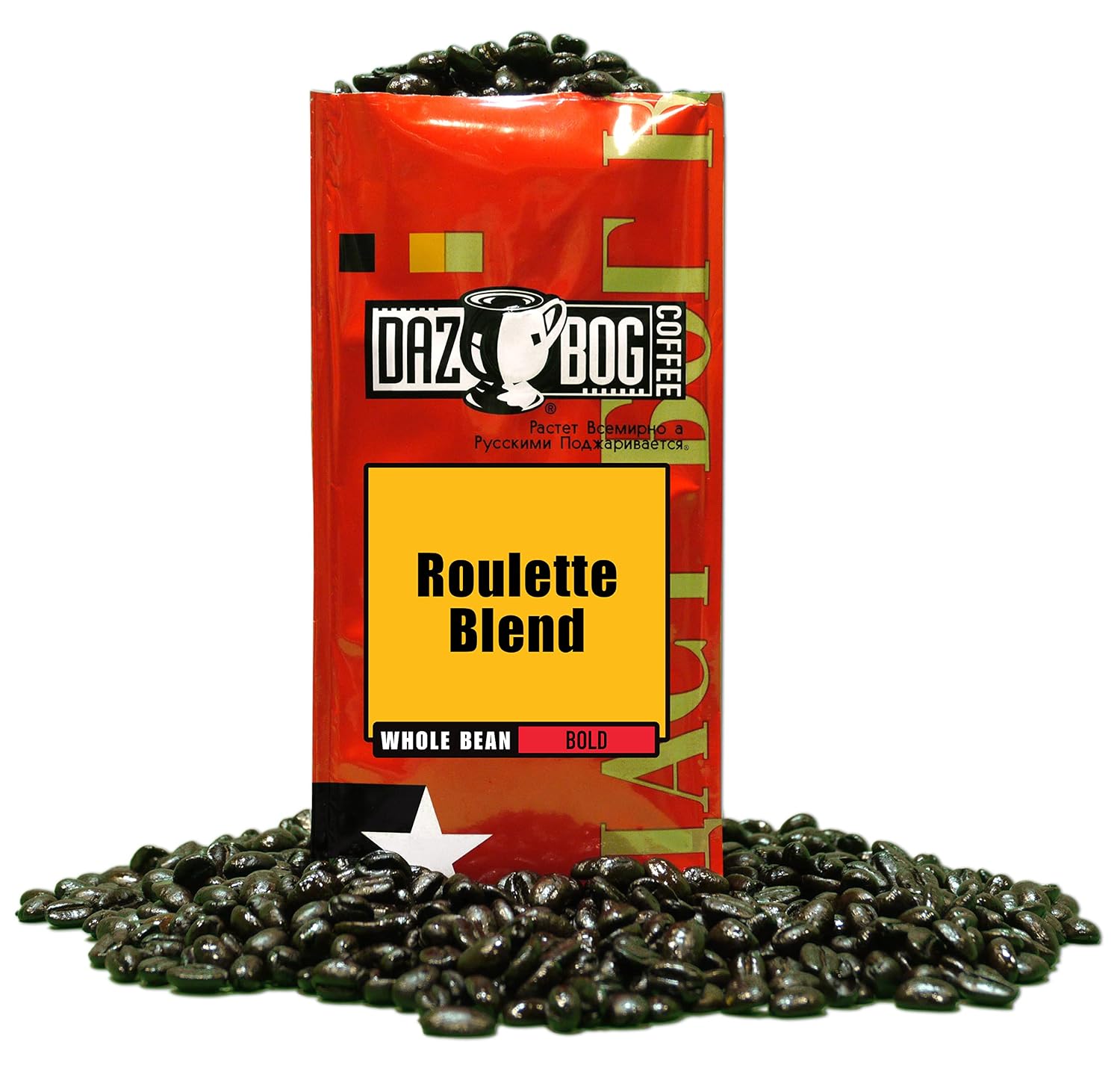 Dazbog Coffee | French Roast | Whole Bean Coffee | Pack of 6 | 11 oz. | Creamy & Smoky Finish | Dark Roast Blend | Rich, Smooth, Full Bodied | Vacuum Sealed Freshness