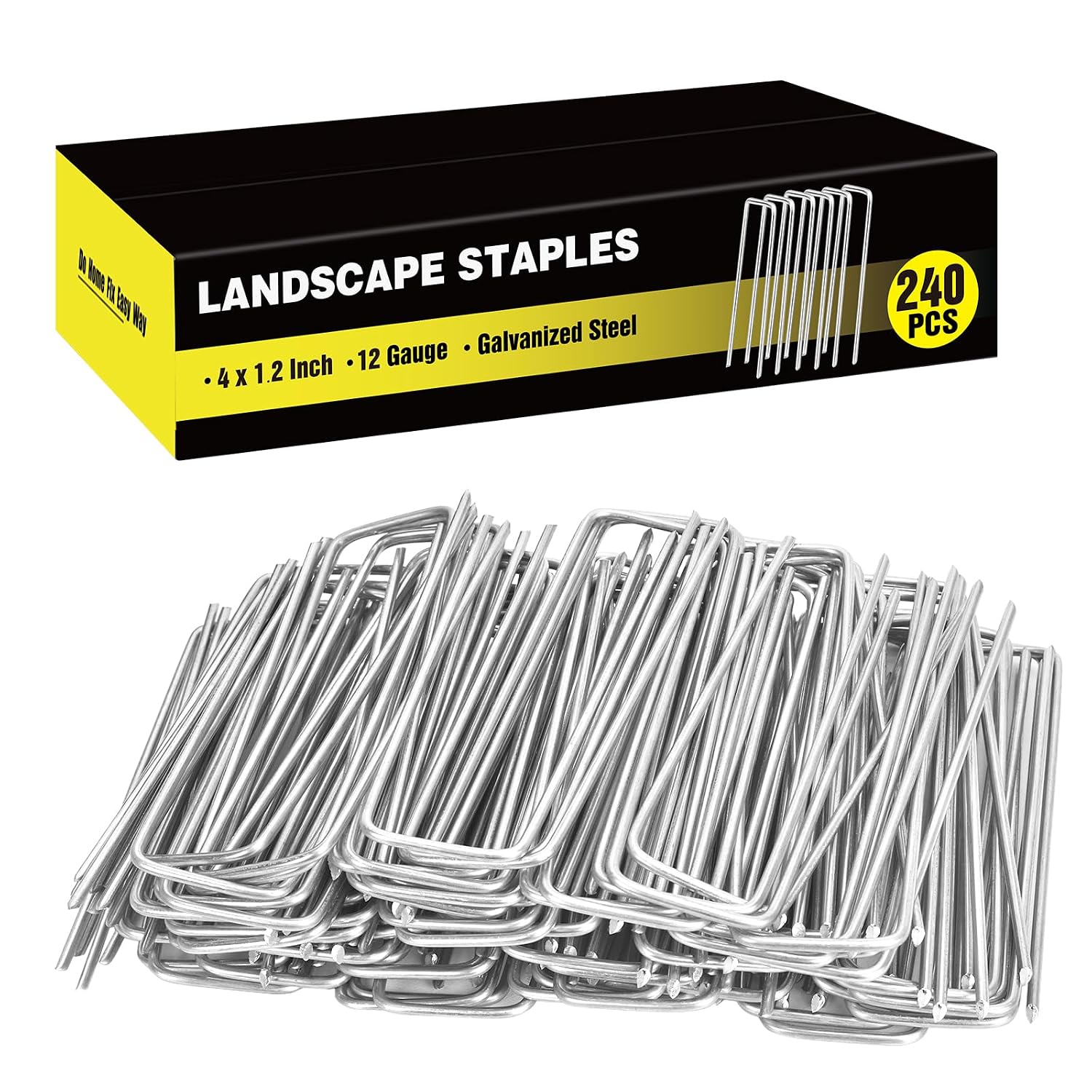 HongWay 240 Pack Landscape Staples 6 Inch, Galvanized Garden Stakes