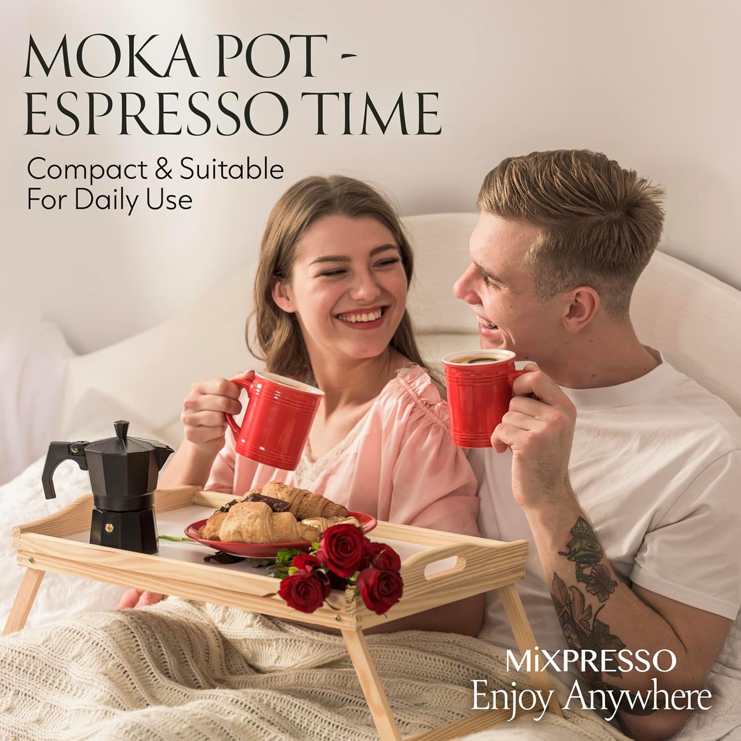 Mixpresso 3 Cup Moka Pot Stovetop Espresso Maker, Italian Cuban Coffee Pot