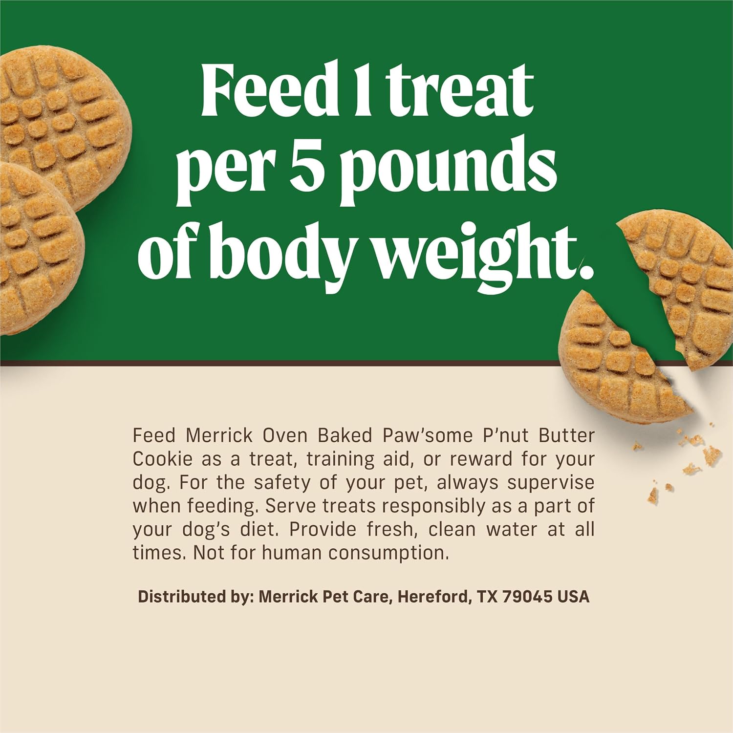 Merrick Oven Baked Dog Treats, Natural Cookies for Dogs, Paw’Some P’nut Butter Cookie with Real Peanut Butter