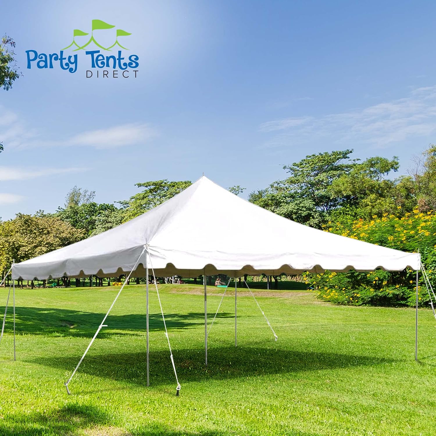 20’ x 20’ Weekender Canopy Pole Tent, Indoor and Outdoor Heavy Duty Easy Up, 80 Person Capacity Tent for Parties, Weddings, and Events, Commercial and Residential Use, PVC White Top | Easy Up Weekender Canopy Tent With 80 Person Capacity - Outdoor Canopi…