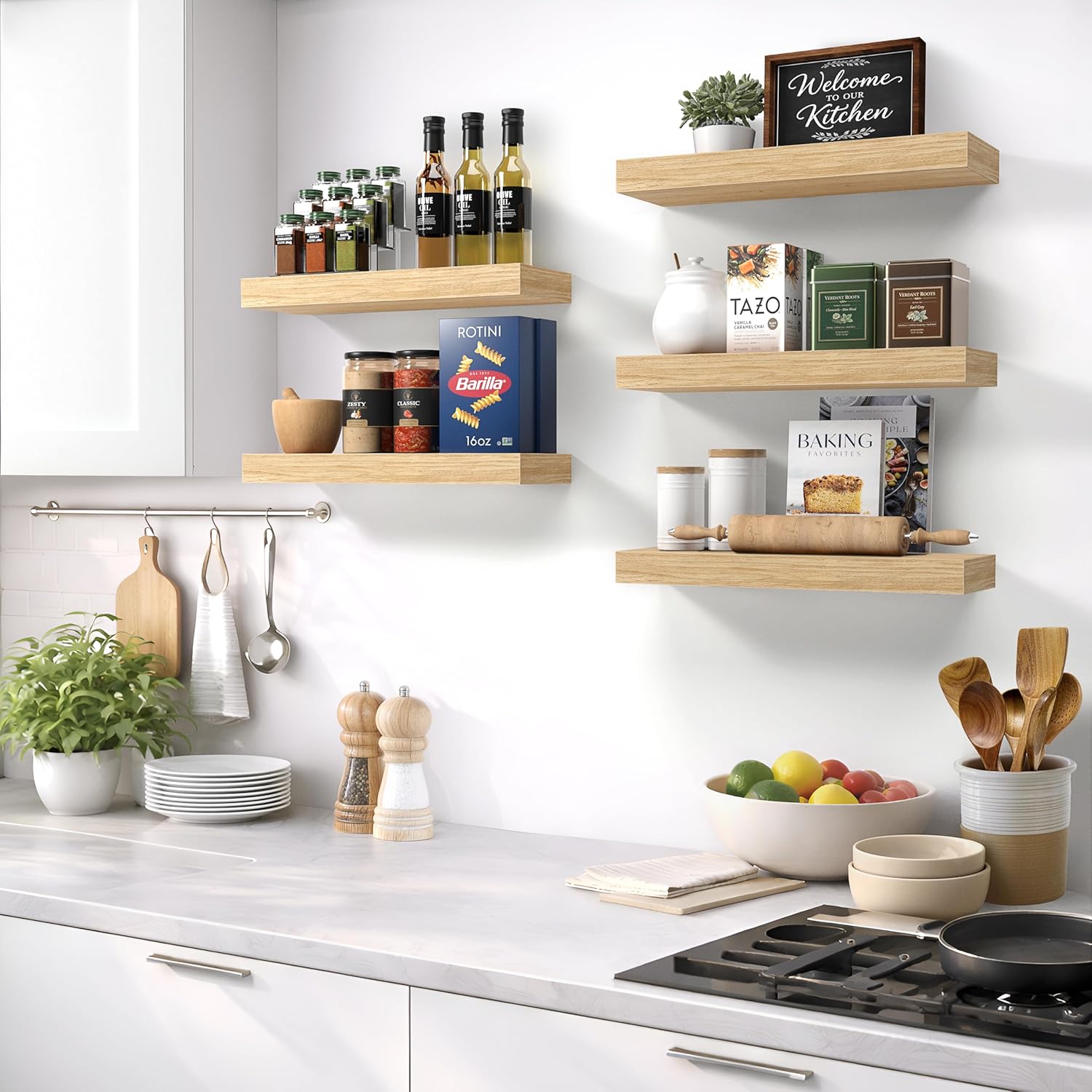 Sorbus Floating Shelves for Wall – 16 Inch Floating Shelf for Kitchen, Bedroom, Living Room, Bathroom, Home & Wall Decor - Mounted Bathroom Shelves with Invisible Brackets (Grey, 3 Pack)