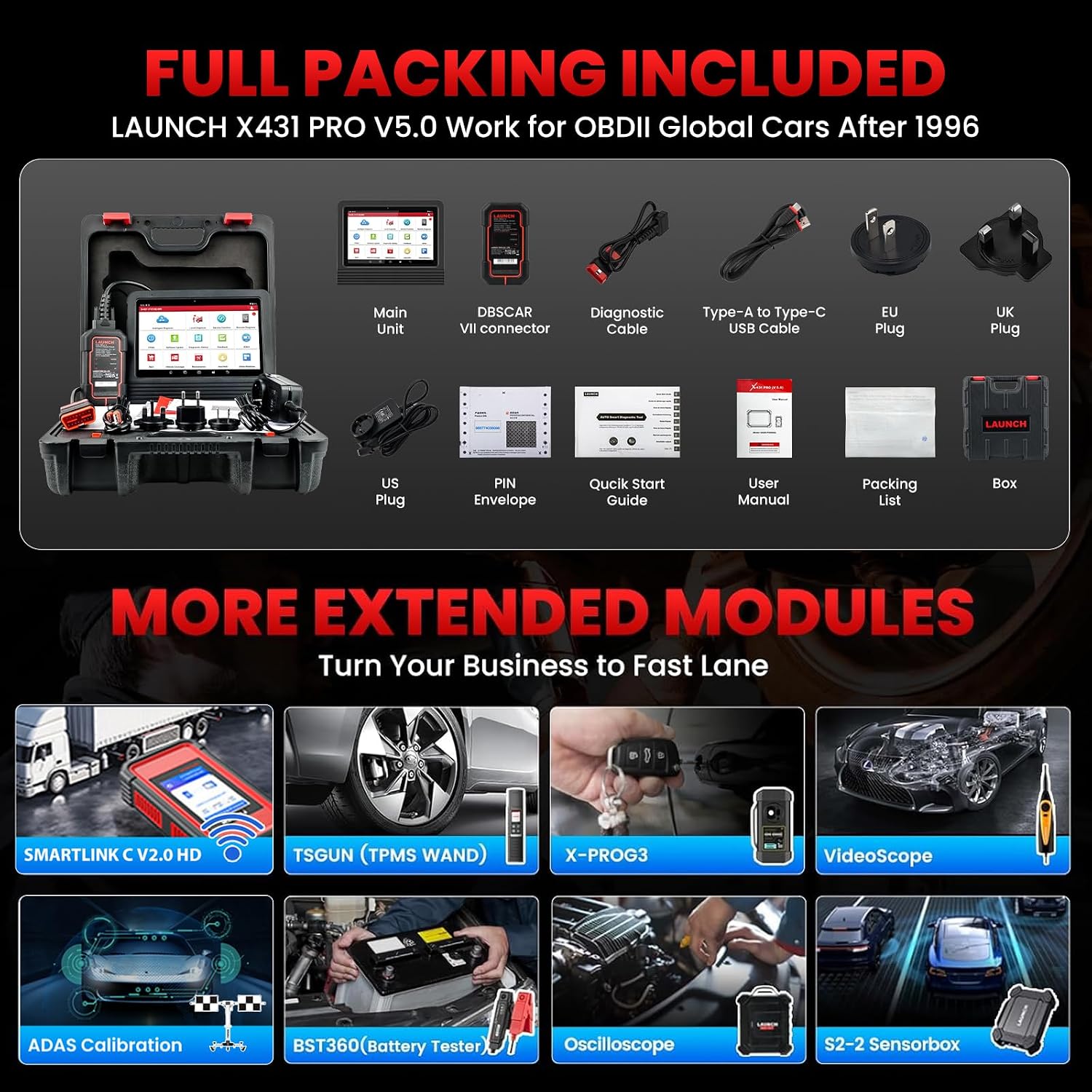 LAUNCH X431 PRO V5.0, 2026 New Bluetooth Bidirectional Scan Tool, ECU Code | 38+ Services, All-in-One Full System Automotive Scanner Diagnostic Tool