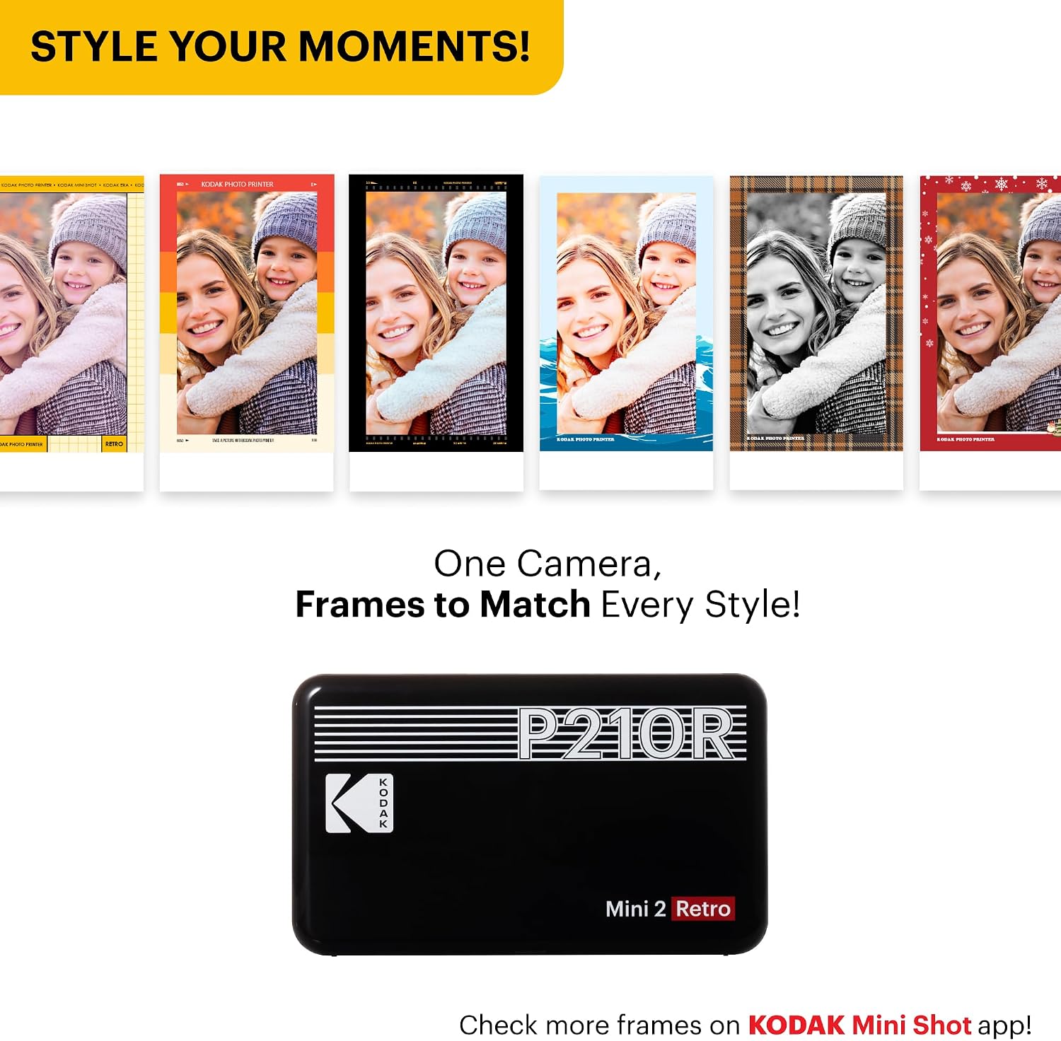 KODAK Mini 2 Retro 2x3 Portable Photo Printer, 4PASS, 38 Sheets, White