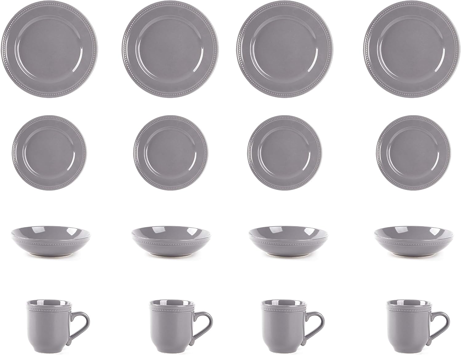 HomeVSS 20-Piece Pearl Dots Stoneware Dinnerware Set, Pink, Service for 4