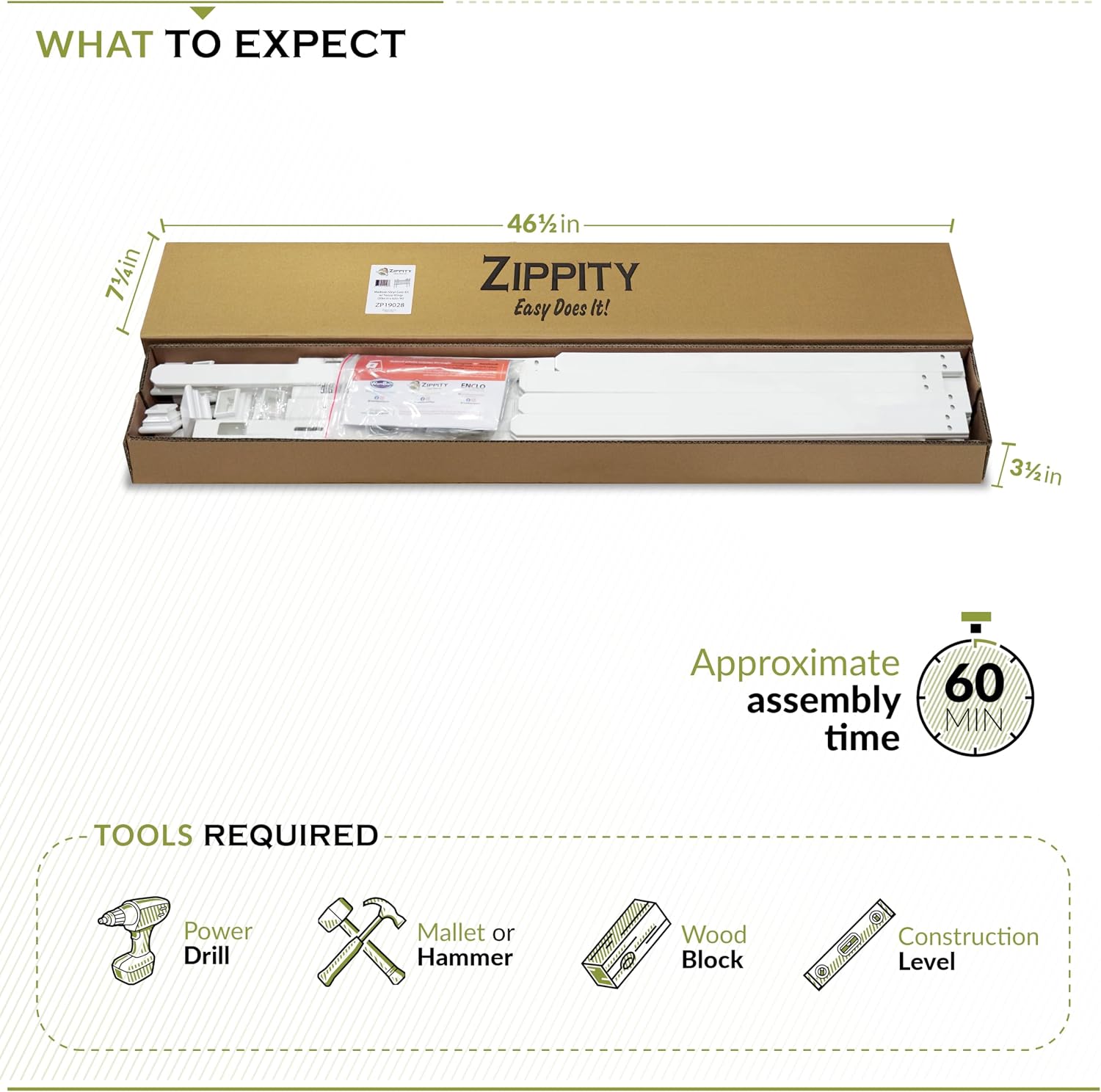 Zippity Madison Picket Gate, White Vinyl DIY No Dig Kit | 2.5ftH x 5.1ftW, 1 Gate, ZP19028