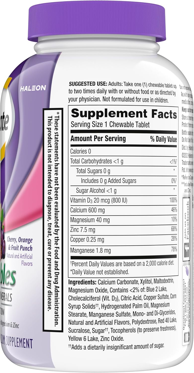 Caltrate Chewables 600 Plus D3 Vitamin D and Calcium Supplement, 155 count | Sugar Free, Highest Level of Vitamin D3, Maximizes Calcium Absorption to Support Strong Bones and Daily Function