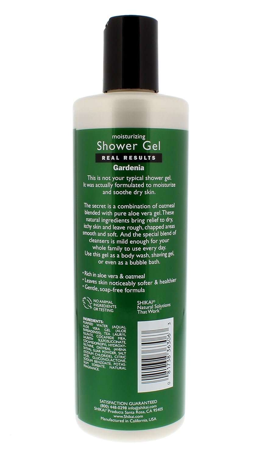 ShiKai Daily Moisturizing Shower Gel (Sandalwood, 12oz, Pack of 3) | Gentle Formula | Aloe Vera & Oatmeal for Soft, Healthy Skin | Dry Skin Relief
