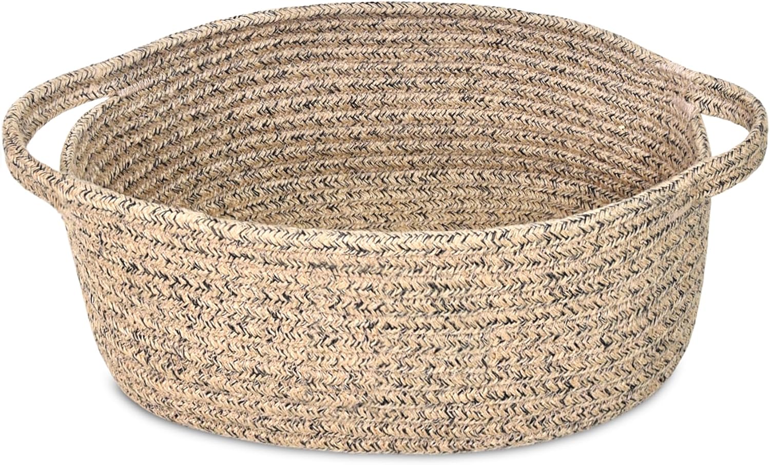 ABenkle Small Basket with Handles, Boho Decorative Rope Woven Dog Cat Toy Storage Bin Shelf Storage Organizer, Easter Christmas Gift Basket, 12"x8"x5"