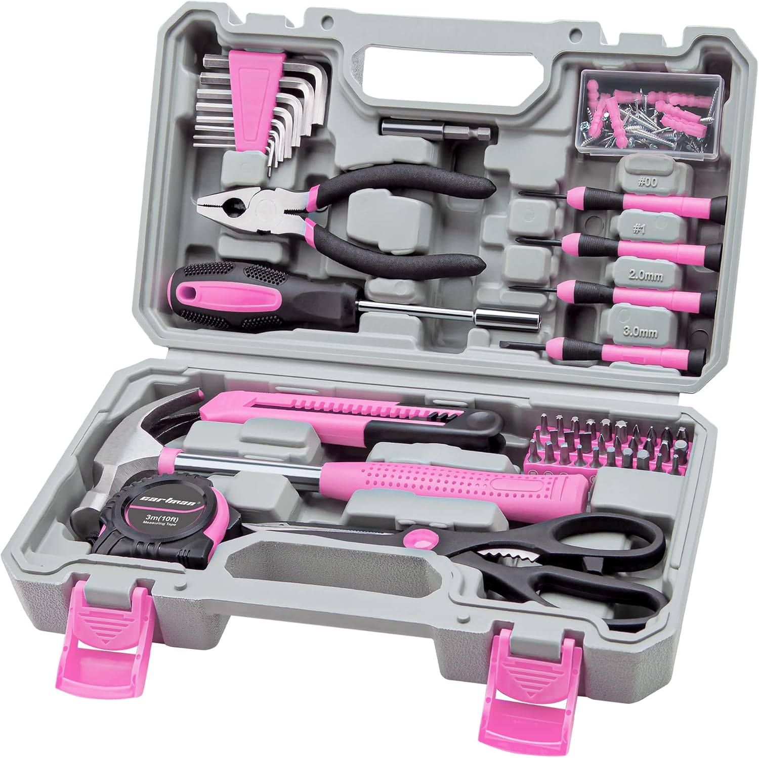 CARTMAN 39-Piece Household Tool Set, Orange Hand Kit With Storage Case | Complete assortment for home repairs, DIY projects, furniture setup, crafting, and daily household fixes in toolbox.