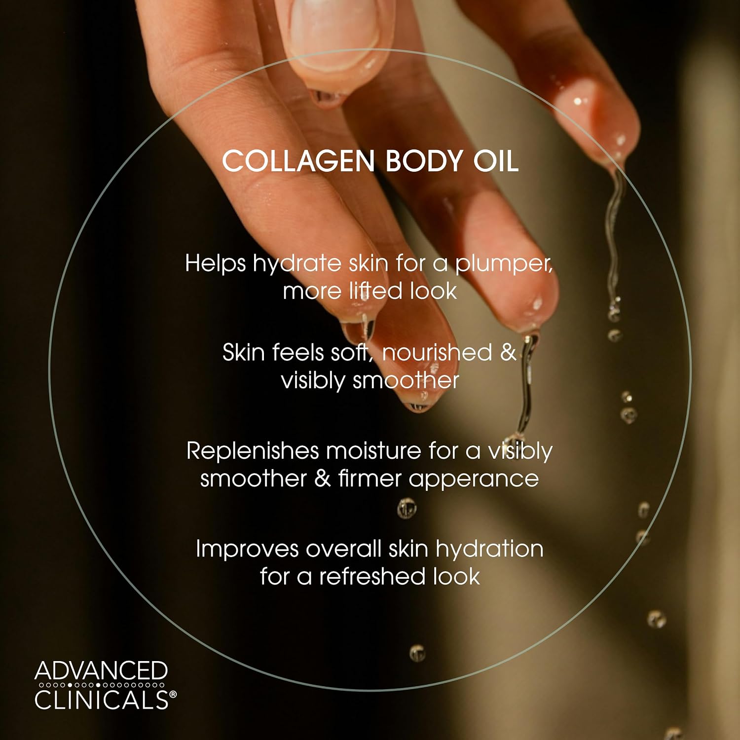 Advanced Clinicals Hydrating Collagen Oil For Body & After Shower | Visible Anti Aging Moisturizing Collagen Body Oil For Women & Men Helps Soften Appearance Of Crepe Skin & Wrinkles, 3.8 Fl Oz