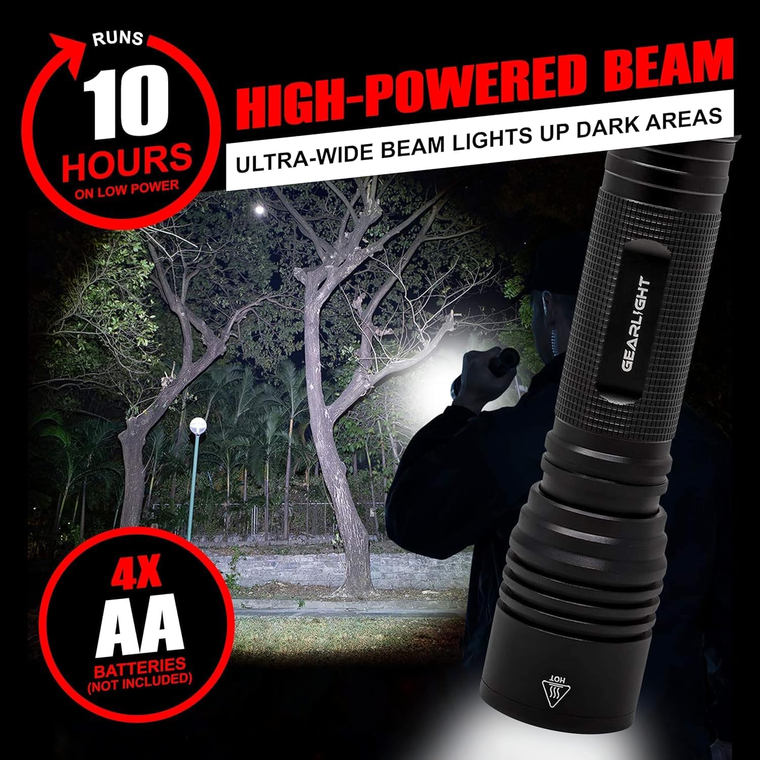 GearLight High-Powered LED Flashlight S1200 - Mid Size, Zoomable, Water Resistant, Handheld Light - High Lumen Camping, Outdoor, Emergency Flashlights - S1200-1 Pack, (Batteries Not Included)
