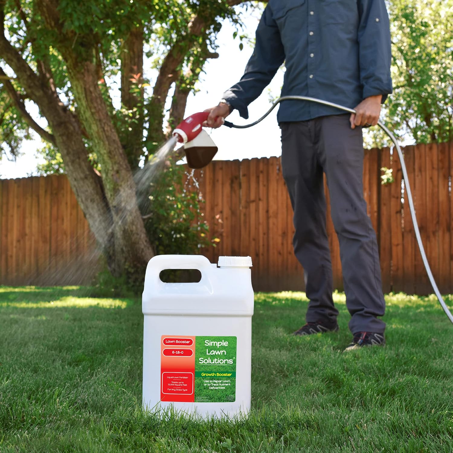 Extreme Grass Growth Lawn Booster- Liquid Spray Concentrated Starter Fertilizer with Humic Acid- Any Grass Type- Simple Lawn Solutions (32 oz. w/Sprayer)