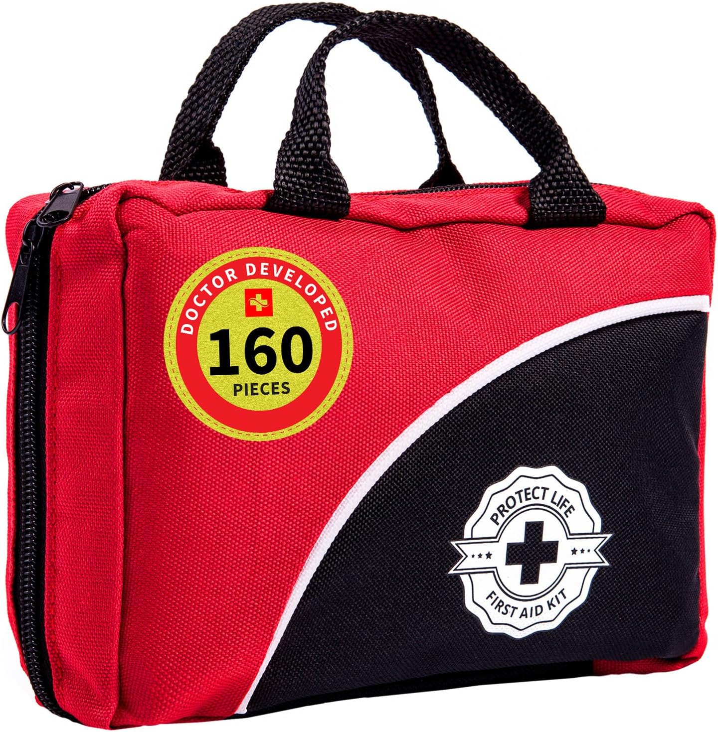 Protect Life Travel First Aid Kit for Car - Small Mini Emergency Kit, 100 Piece Waterproof First Aid Kit for Home, Camping, Boat & Hiking - Includes Emergency Blanket & First Aid Guide