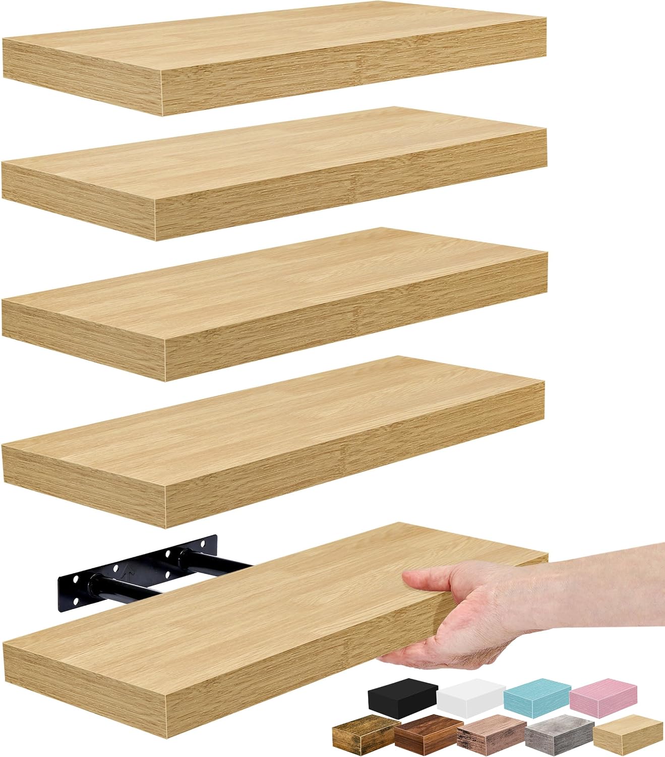 Sorbus Floating Shelves for Wall – 16 Inch Floating Shelf for Kitchen, Bedroom, Living Room, Bathroom, Home & Wall Decor - Mounted Bathroom Shelves with Invisible Brackets (Grey, 3 Pack)