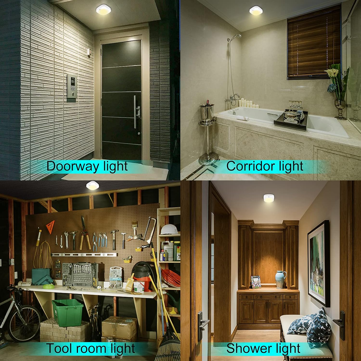BIGMONAT Wireless Ceiling Light with Remote and Timer, Dimmable Motion Sensor Shower Light