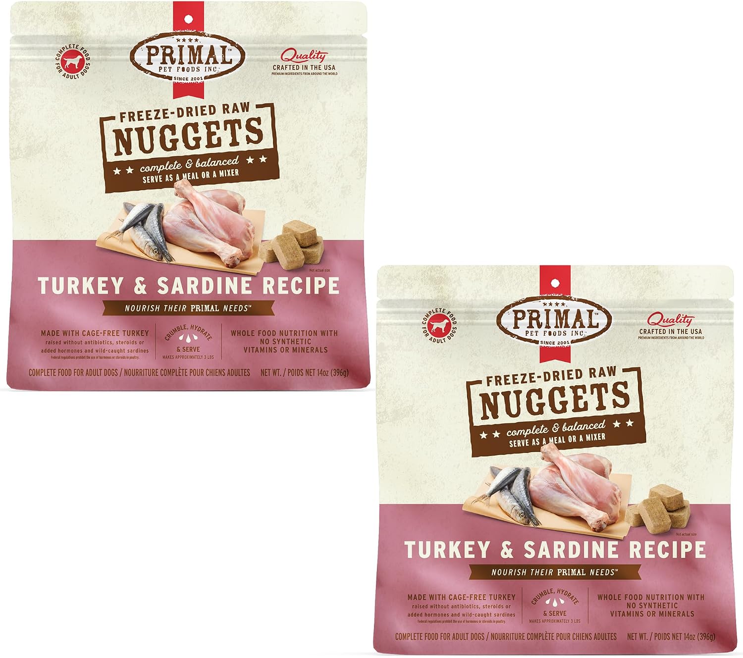 Primal Freeze Dried Raw Dog Food Nuggets, Beef, 14 oz | Complete & Balanced Nutrition, Meal, Topper or Treat, Grain-Free, High Protein, No Synthetic Vitamins & Minerals