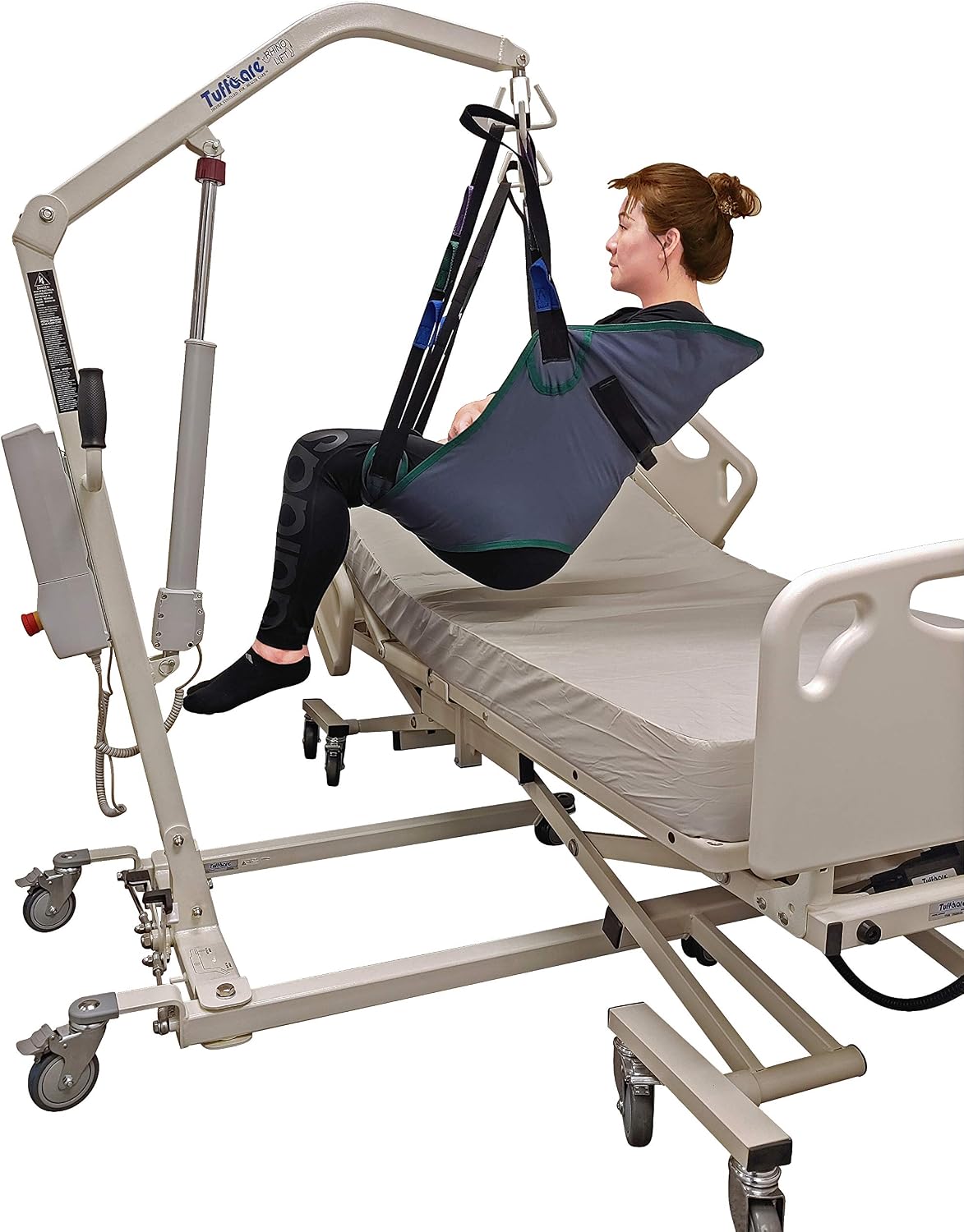 Electric Patient Lift - Rhino Lift with Manual Low Base - with Universal Divided Leg Sling(Large), 450 lb. Weight Capacity.