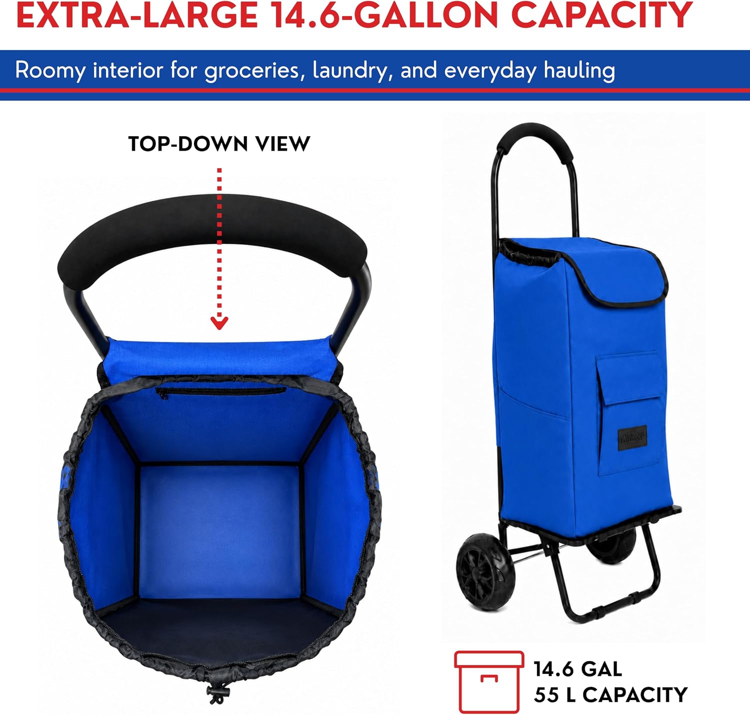 Shopping Cart, Super Loading Grocery Trolley, 220 lbs Capacity