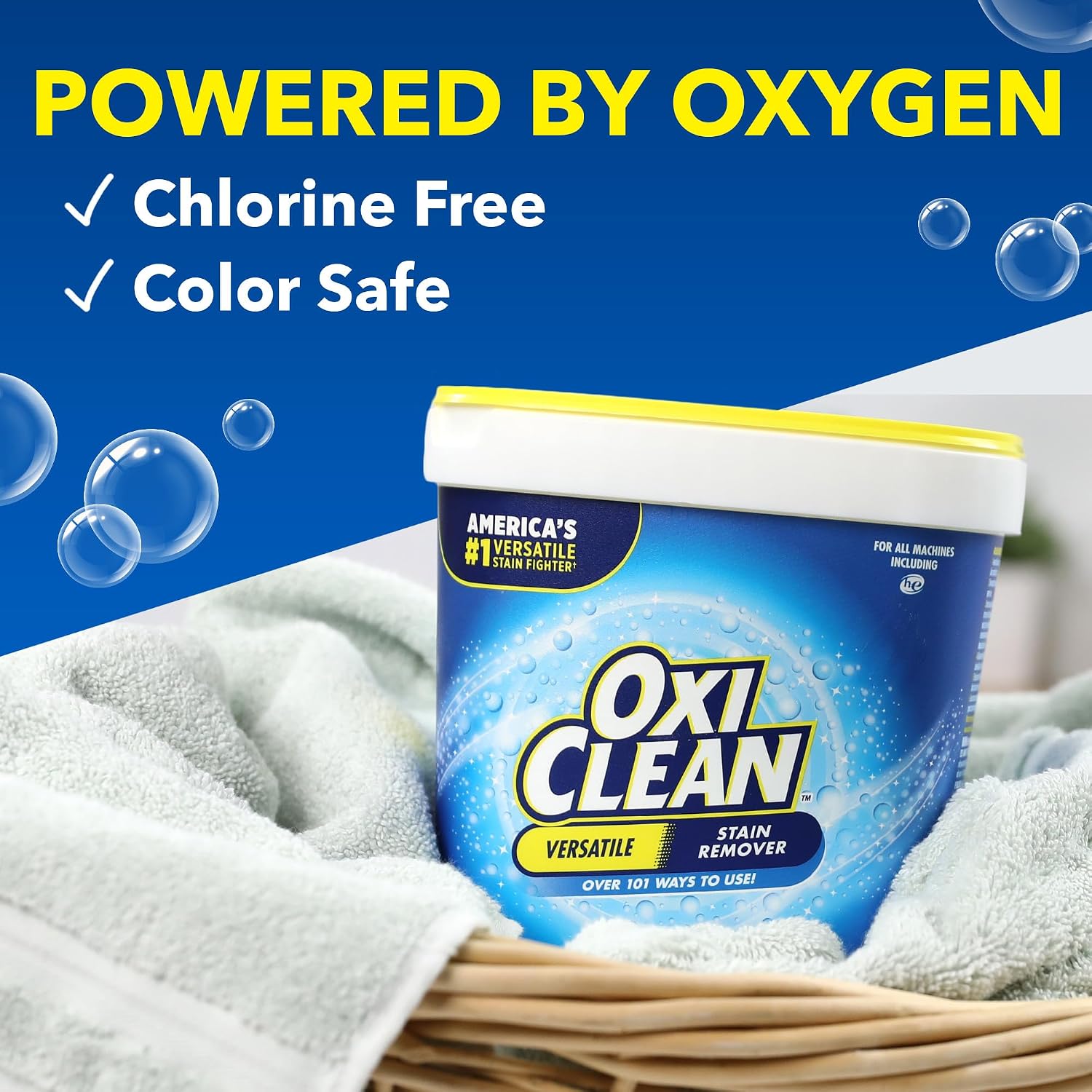 OxiClean Versatile Stain Remover Powder, 5 lb | 101+ Household Uses, Tough Stain Removal, Laundry Booster, Multi-Surface Cleaning, Color Safe, Chlorine Free