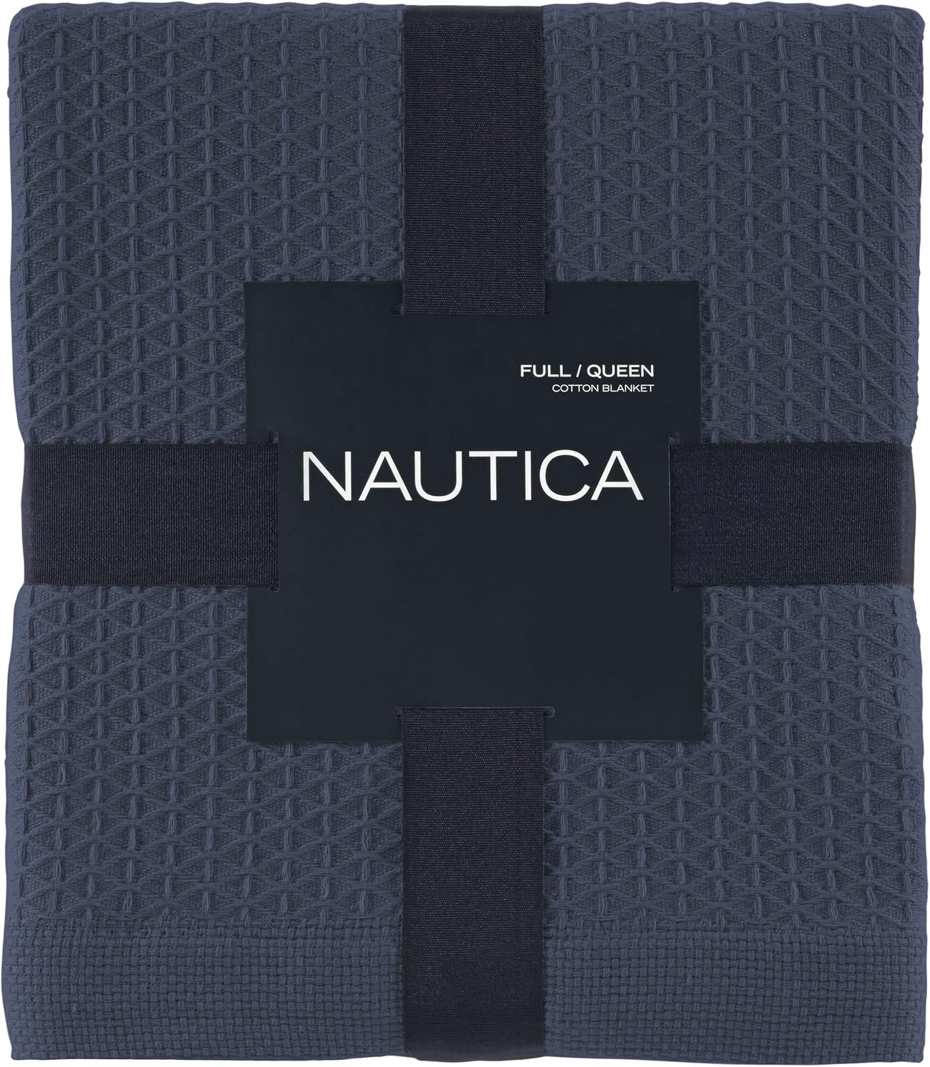 Nautica - Queen Blanket, Diamond Weave Cotton Bedding, Medium-Weight for All Seasons, Oeko-Tex Certified (Baird Navy)