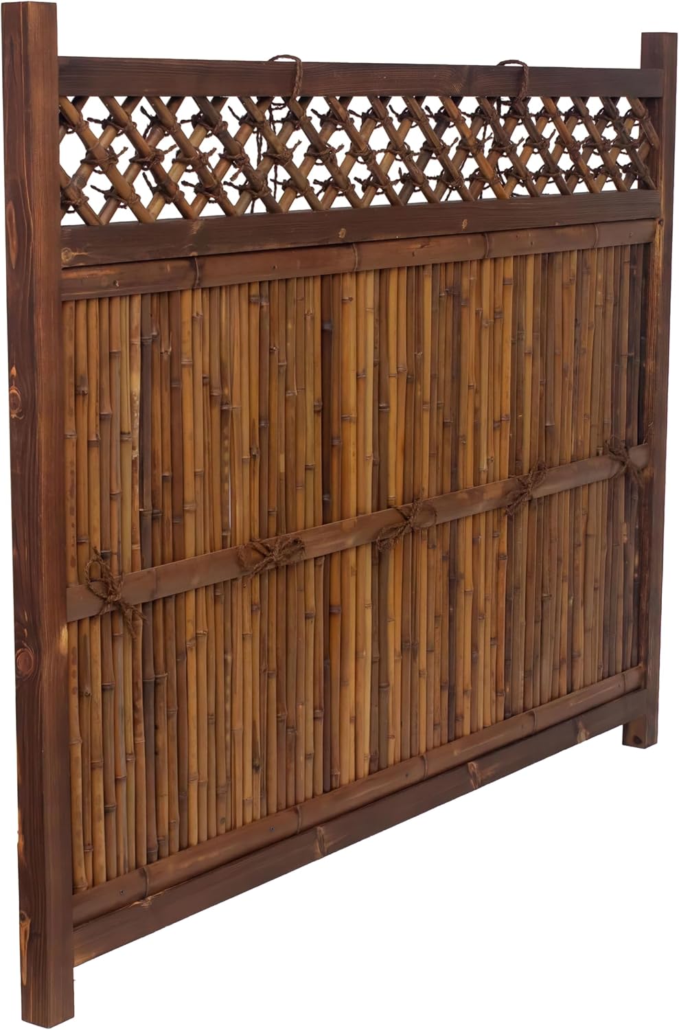 Red Lantern 4 x 1.5 ft. Japanese Bamboo Kumo Fence Panel, 4ft. x 2ft, Brown