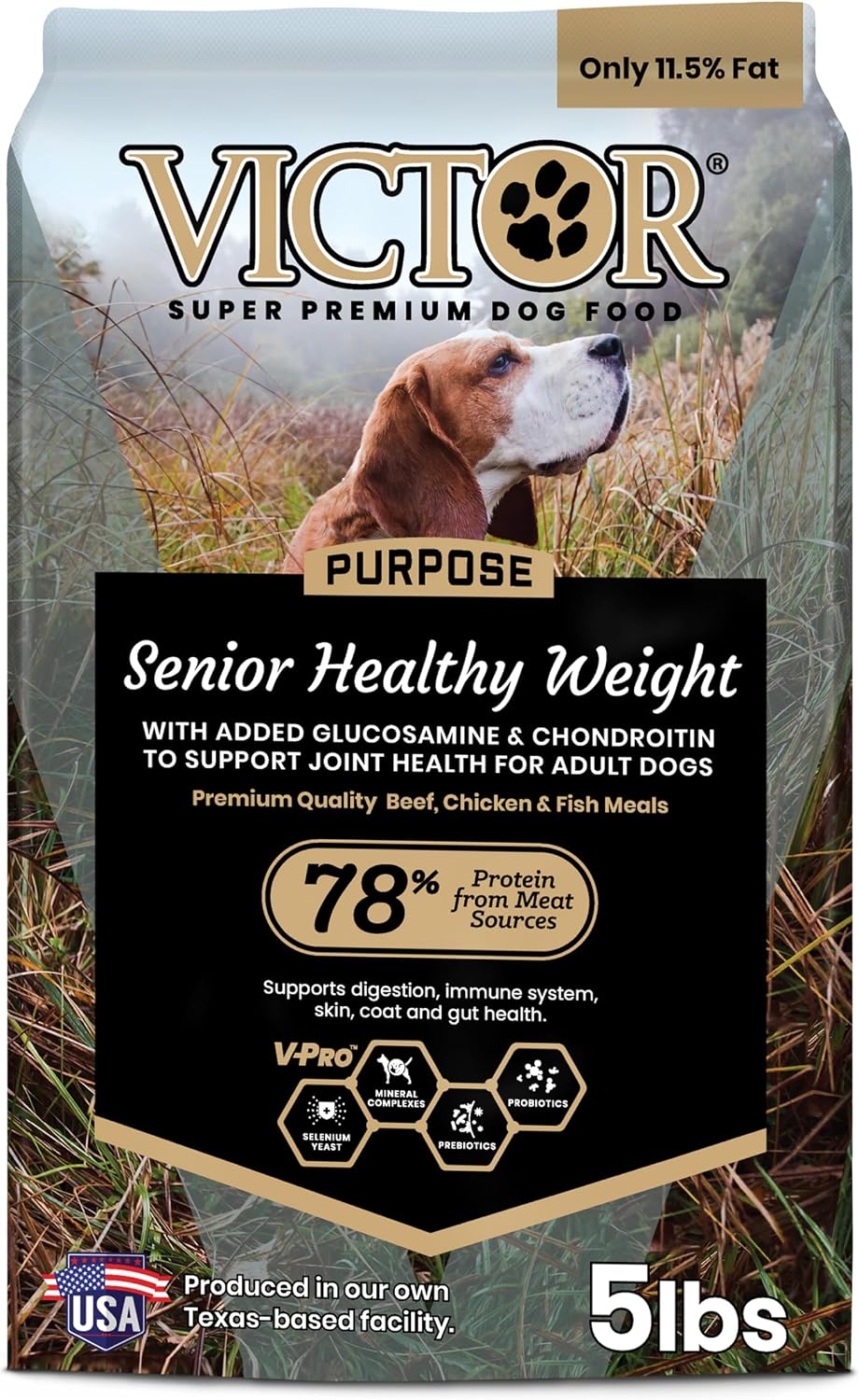VICTOR Purpose - Senior Healthy Weight Management Dry Dog Food, 15 lb | Super Premium Dog Food, Gluten Free with Glucosamine and Chondroitin, For Hip and Joint Health, Dry Kibble For Adult Dogs