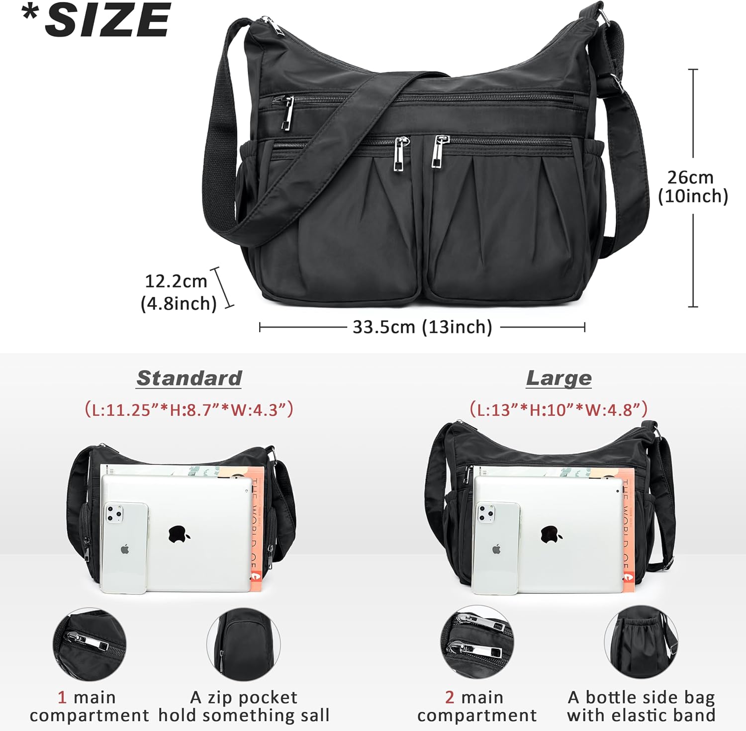 VOLGANIK ROCK Crossbody Purses for Women Shoulder Handbags Lightweight Waterproof Nylon Travel Bag Ladies Pocketbooks