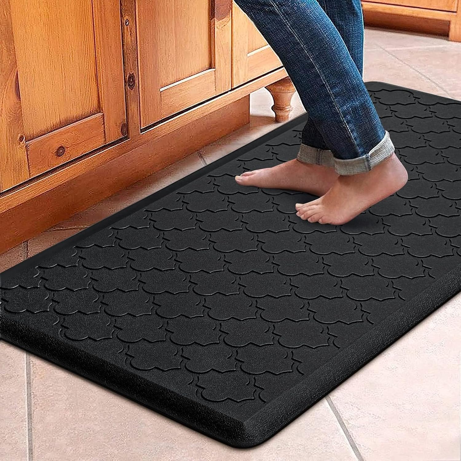 WISELIFE Kitchen Mat Cushioned Anti Fatigue Floor Mat, 17.3"x60", Thick Non Slip Waterproof Kitchen Rugs and Mats, Standing Mat for Floor, Home
