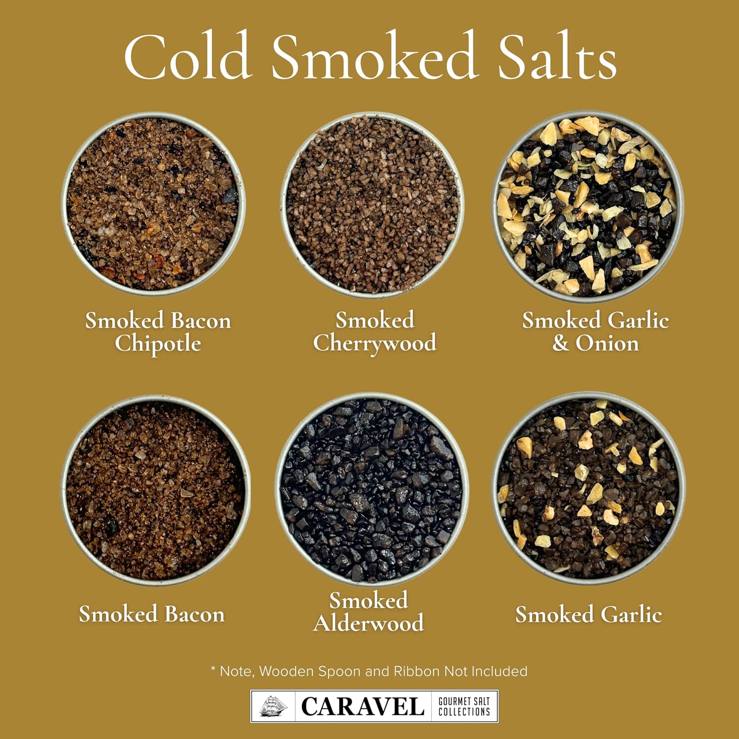 Caravel Gourmet Smoked Sea Salt Sampler, 6-Flavor Grilling Salts, 0.5 oz | Grilling & cooking salts bundle, finishing salt & spice variety pack gift for special occasions