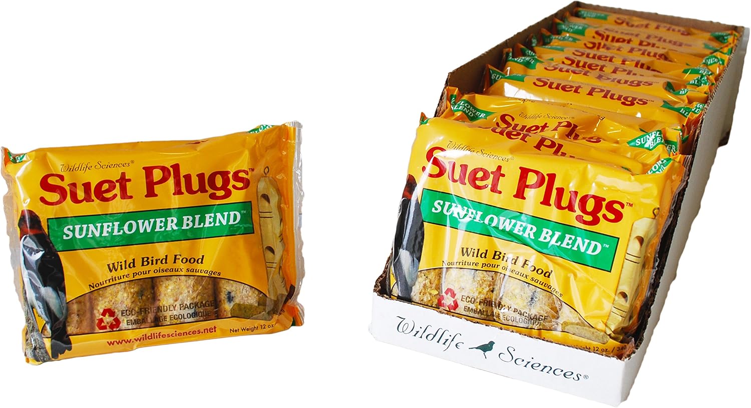 Wildlife Sciences Suet Plugs 48 Pack, Case of 12 Individually Wrapped 12 oz 4 Packs (Peanut Blend)