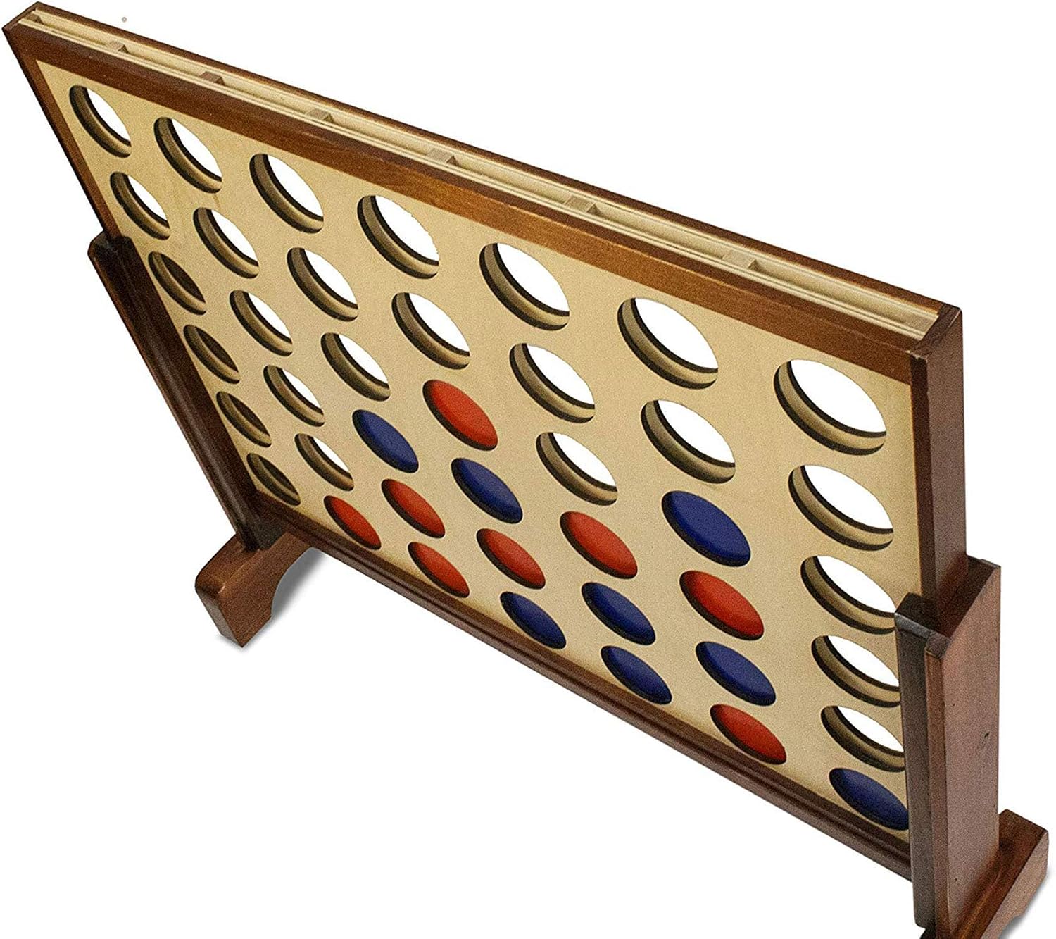 Giant 4 Connect in a Row with Carrying Case and Stained and Finished Legs and Frame