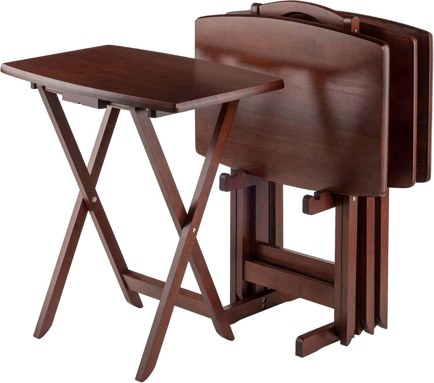 Winsome Darryl Set of 4 Oversized Foldable Tables, Walnut, 26" | Easy to Store Portable Fold Up Table Set for Kitchen, Living Room TV Dining, Crafts, Puzzles, Work From Home