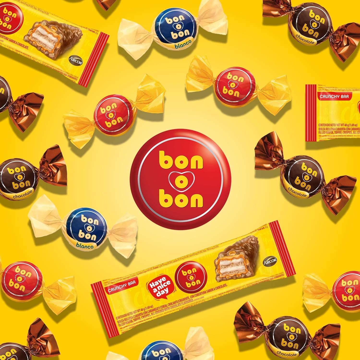 Bon o Bon Chocolate Bon Bons, Decadent Chocolate Truffles with a Creamy Peanut & Wafer Filling, 15g x 18 Bonbons