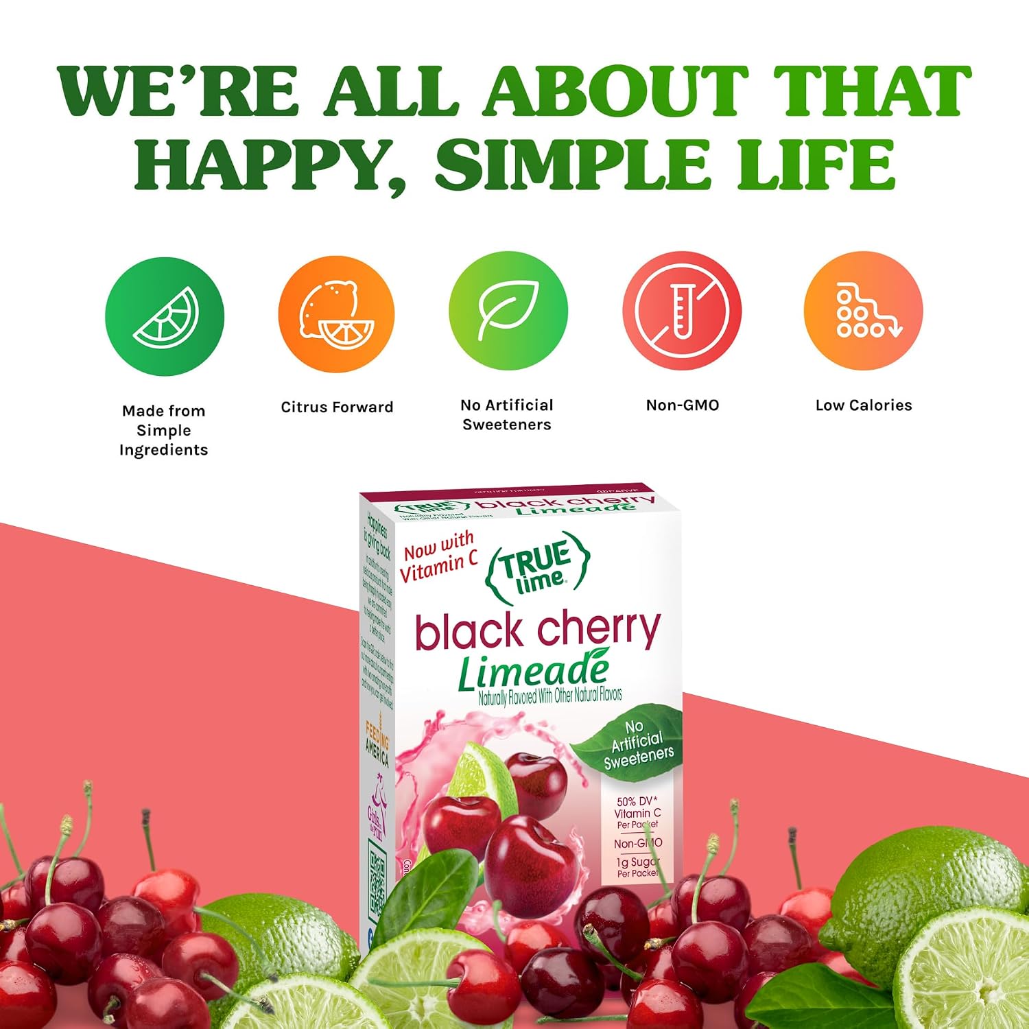 TRUE LIME Black Cherry Limeade Drink Mix (10 Packets) | Made from Real Limes | No Preservatives, No Artificial Sweeteners