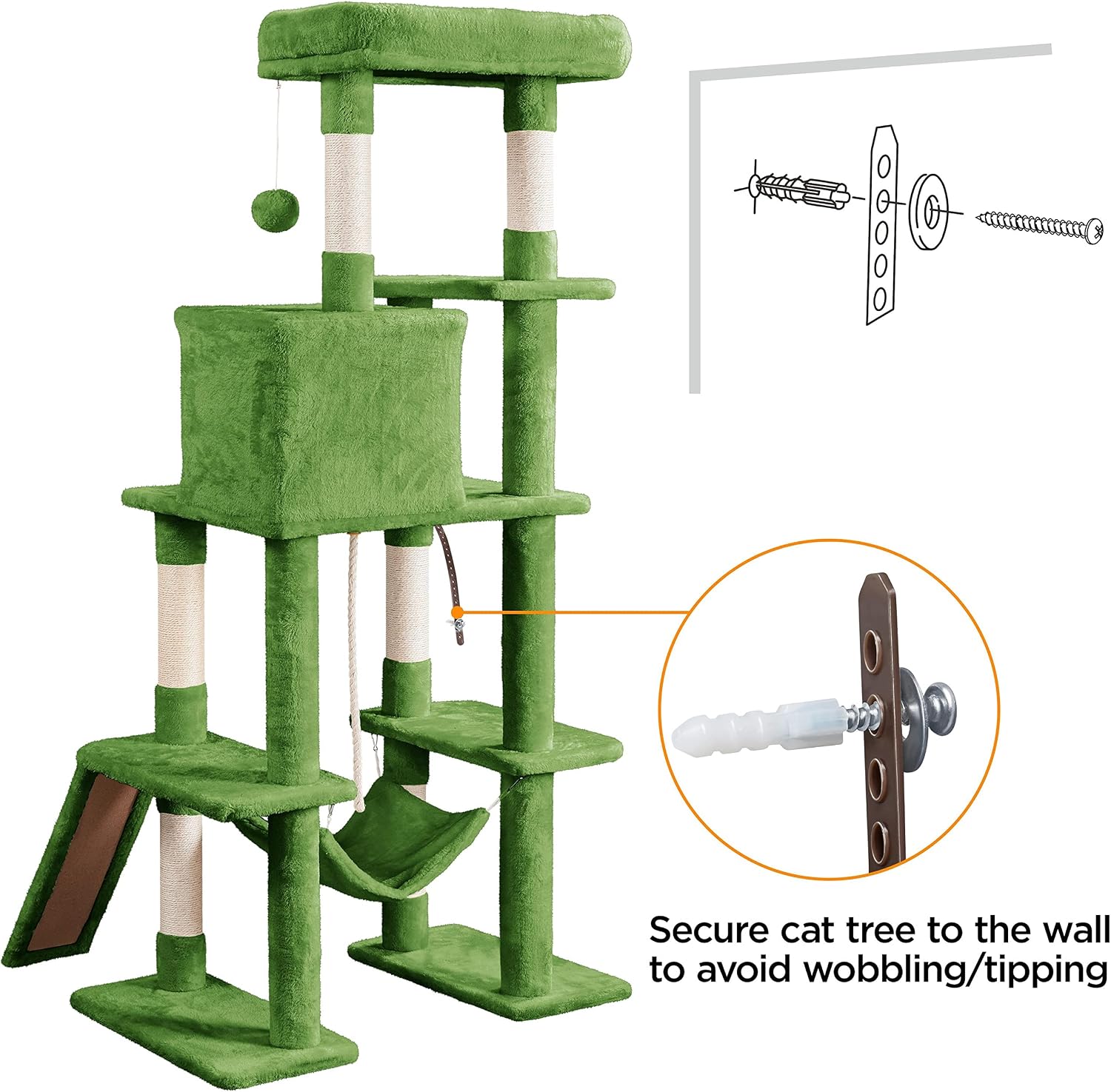 Yaheetech 63in Sturdy Large Cat Tree for Indoor Heavy Cats, Tall Tower