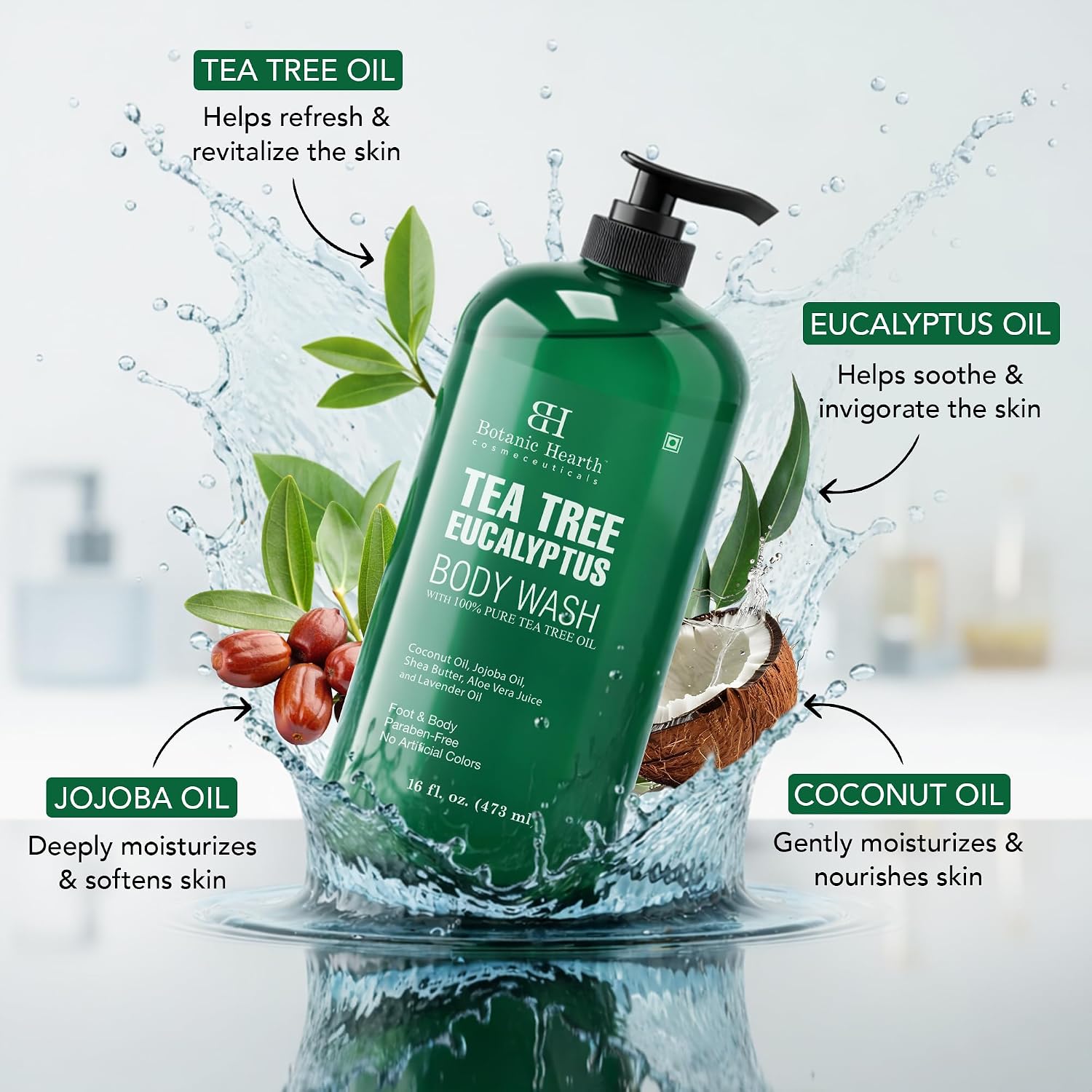 Botanic Hearth Tea Tree Body Wash With 100% Tea Tree Oil - 16 Fl oz