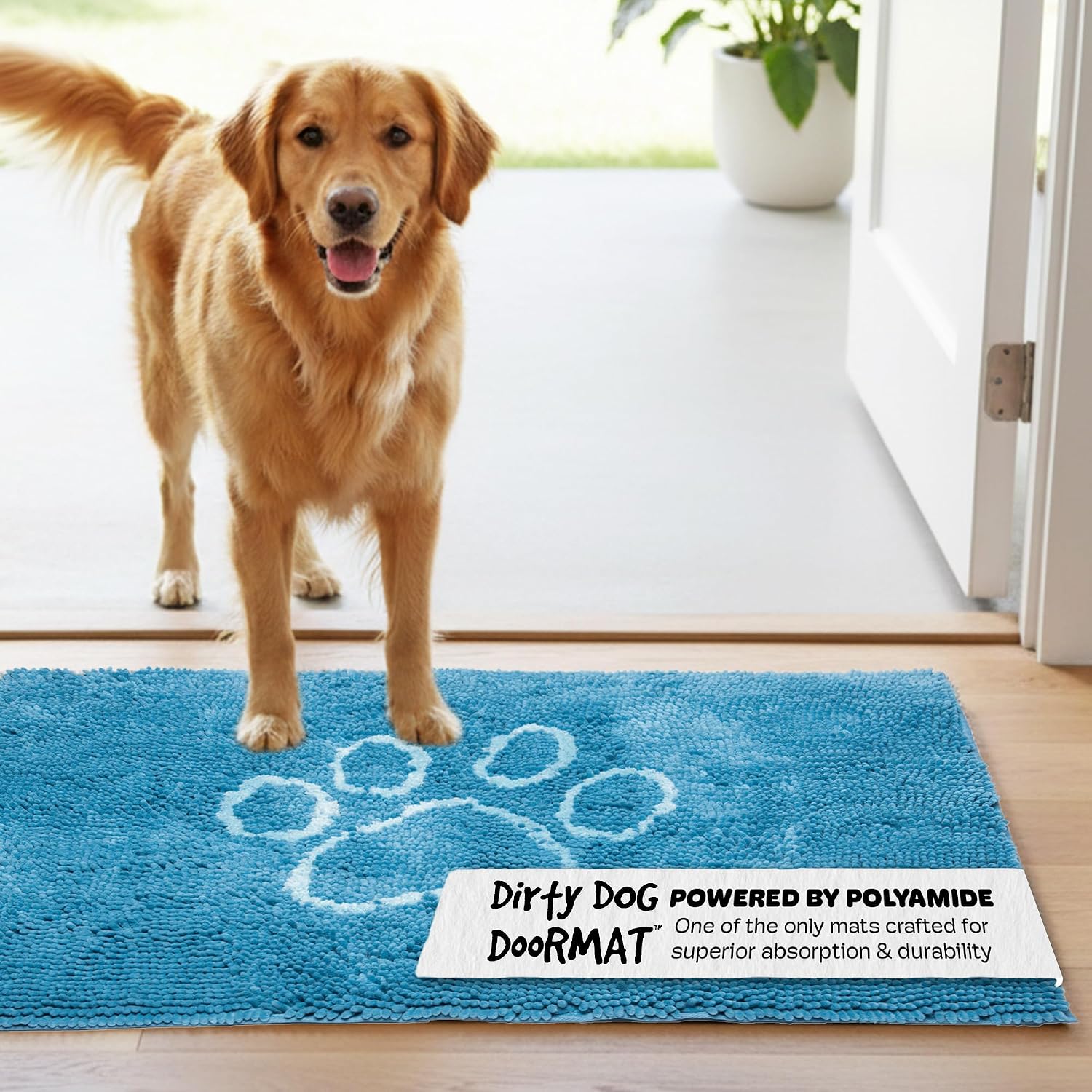 Dog Gone Smart Dirty Dog Doormat - Fast Drying Rug with Super Gripper Backing for Clean Floors - Super Absorbent and Machine Washable Mat for Muddy Paws - Grey