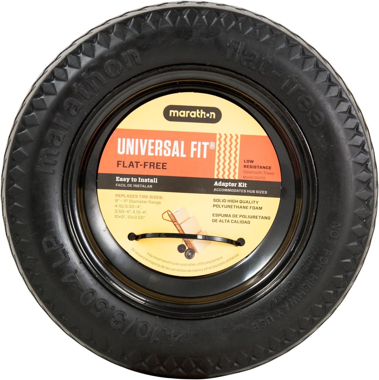 Marathon Industries 00210 Universal Fit, Flat Free, Hand Truck/All Purpose Utility Tire
